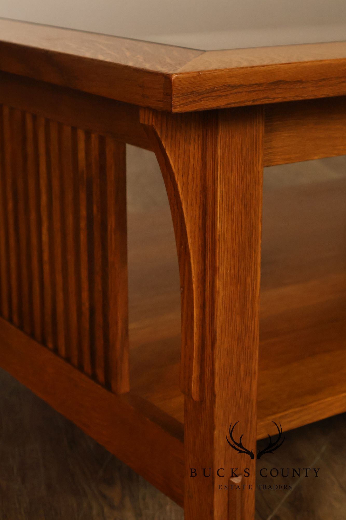 Stickley Mission Collection Glass Top Oak Cocktail Table
