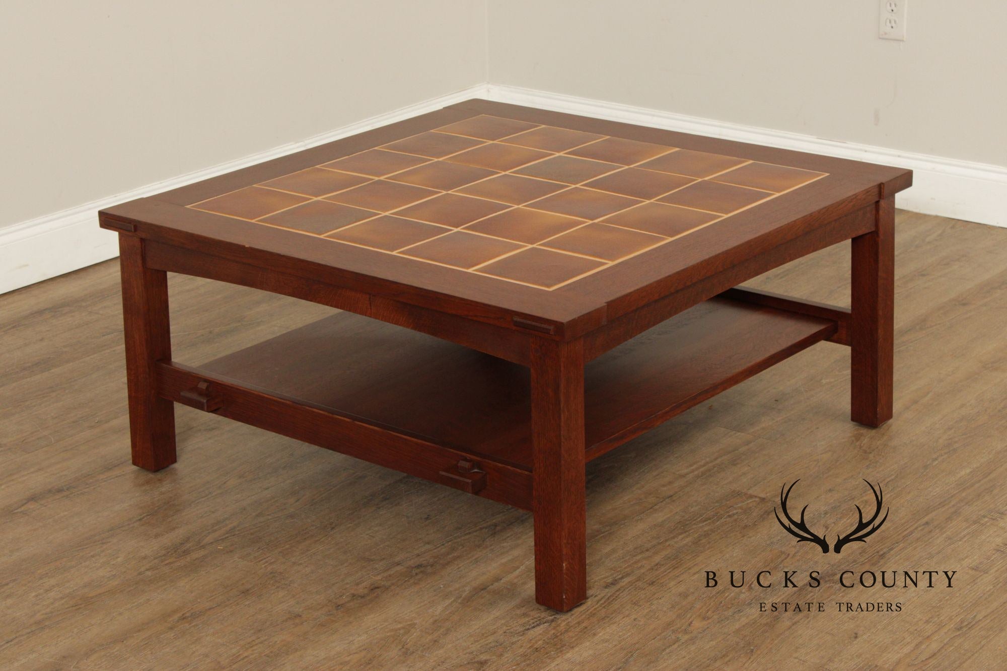 Stickley Mission Collection Oak Tile Top Cocktail Table