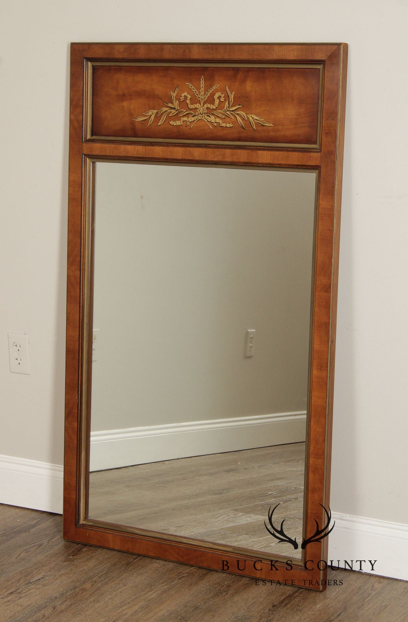 Neoclassical Style Paint Accented Wall  Mirror