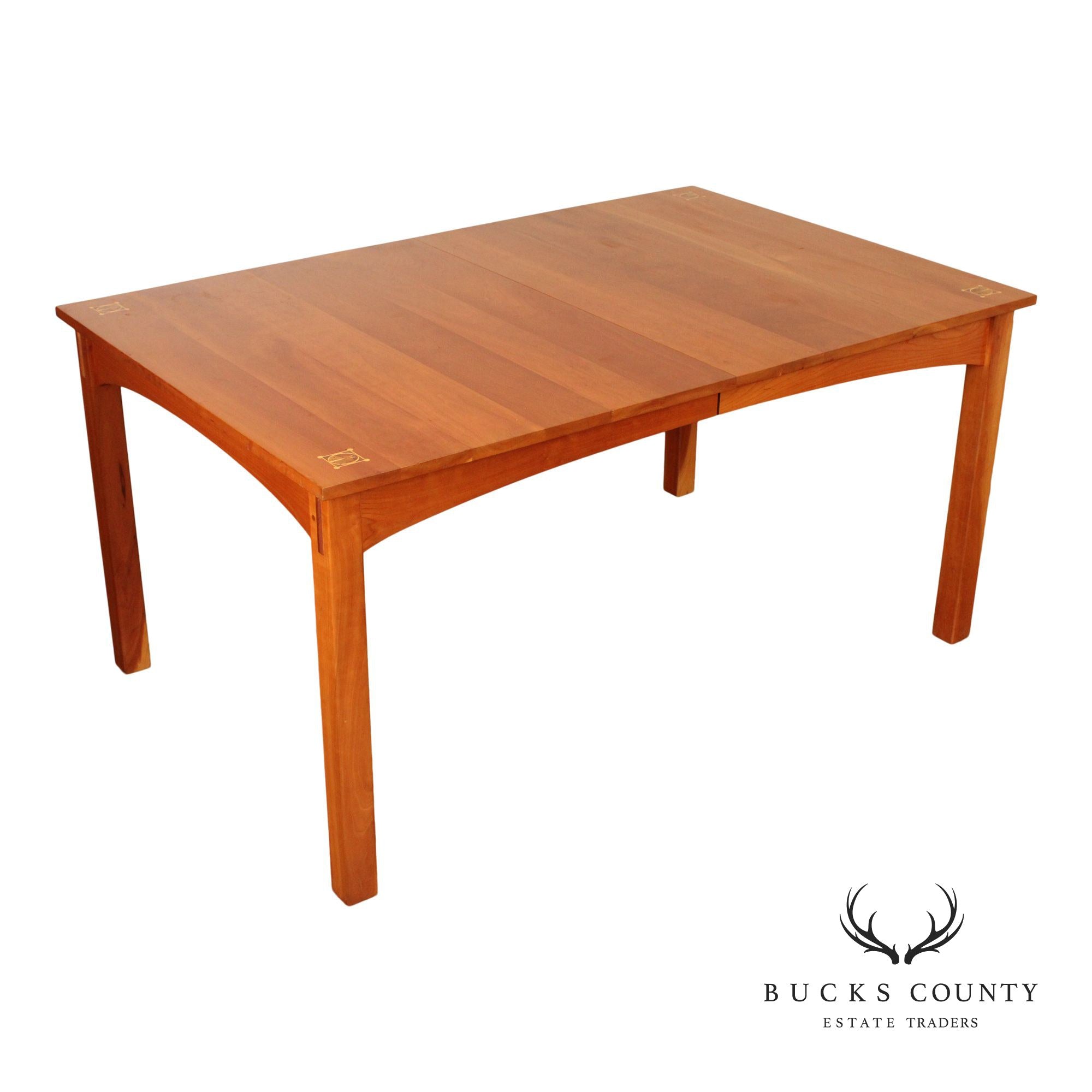 Stickley Mission Collection Cherry Harvey Ellis Extendable Dining Table with Inlay