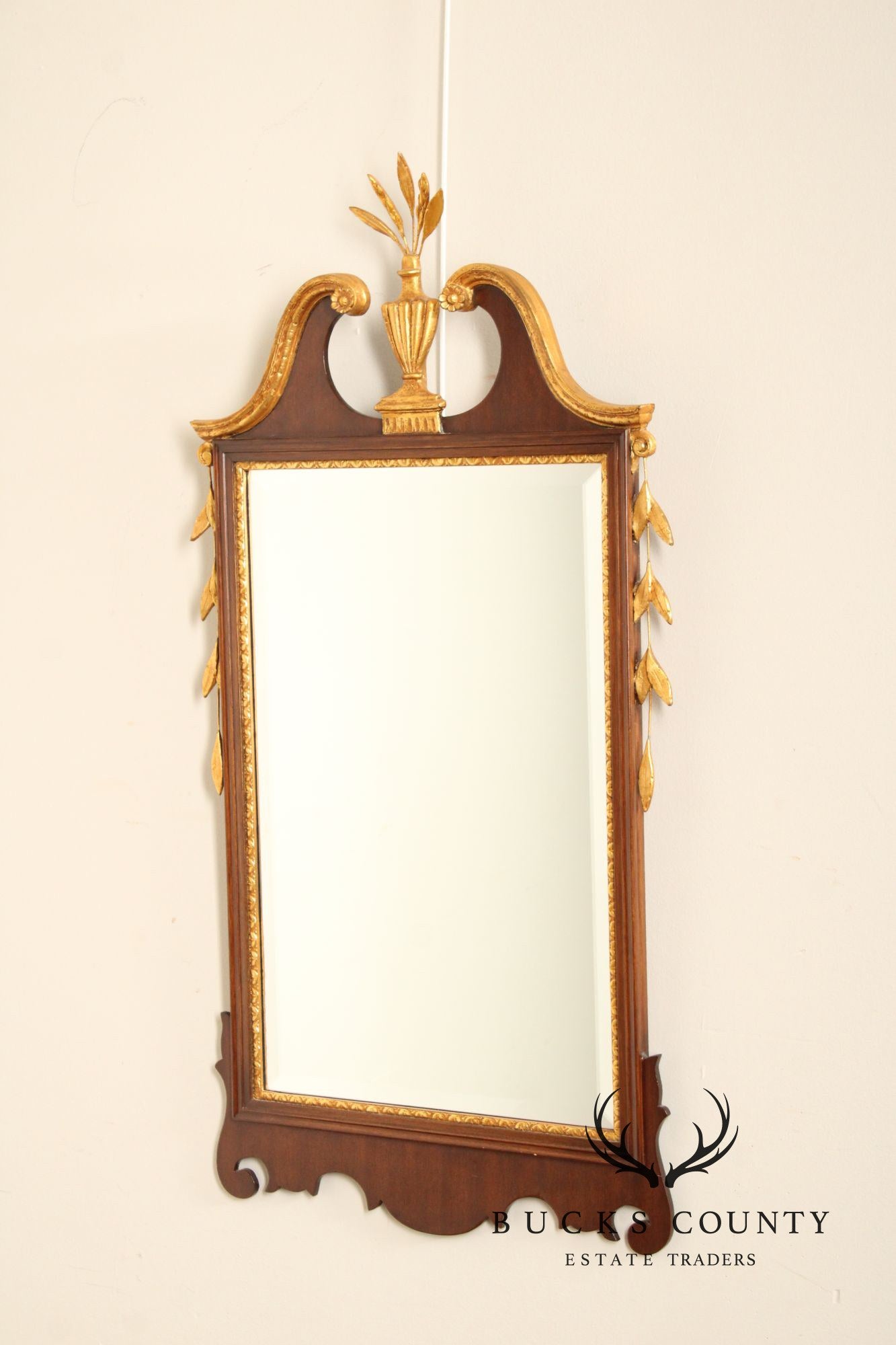 Friedman Brothers Chippendale Style Partial Gilt Mahogany Mirror