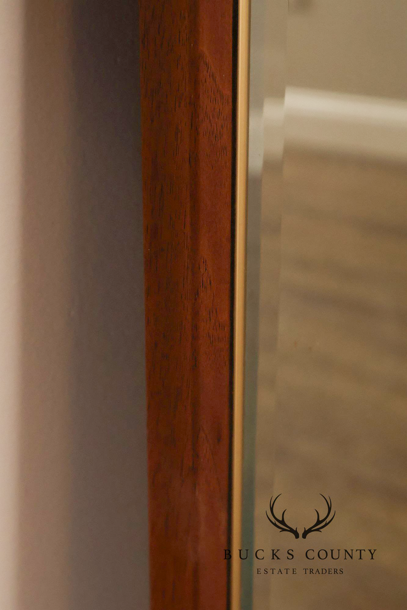 Mid Century Modern Walnut Frame Large Octagonal Wall Mirror