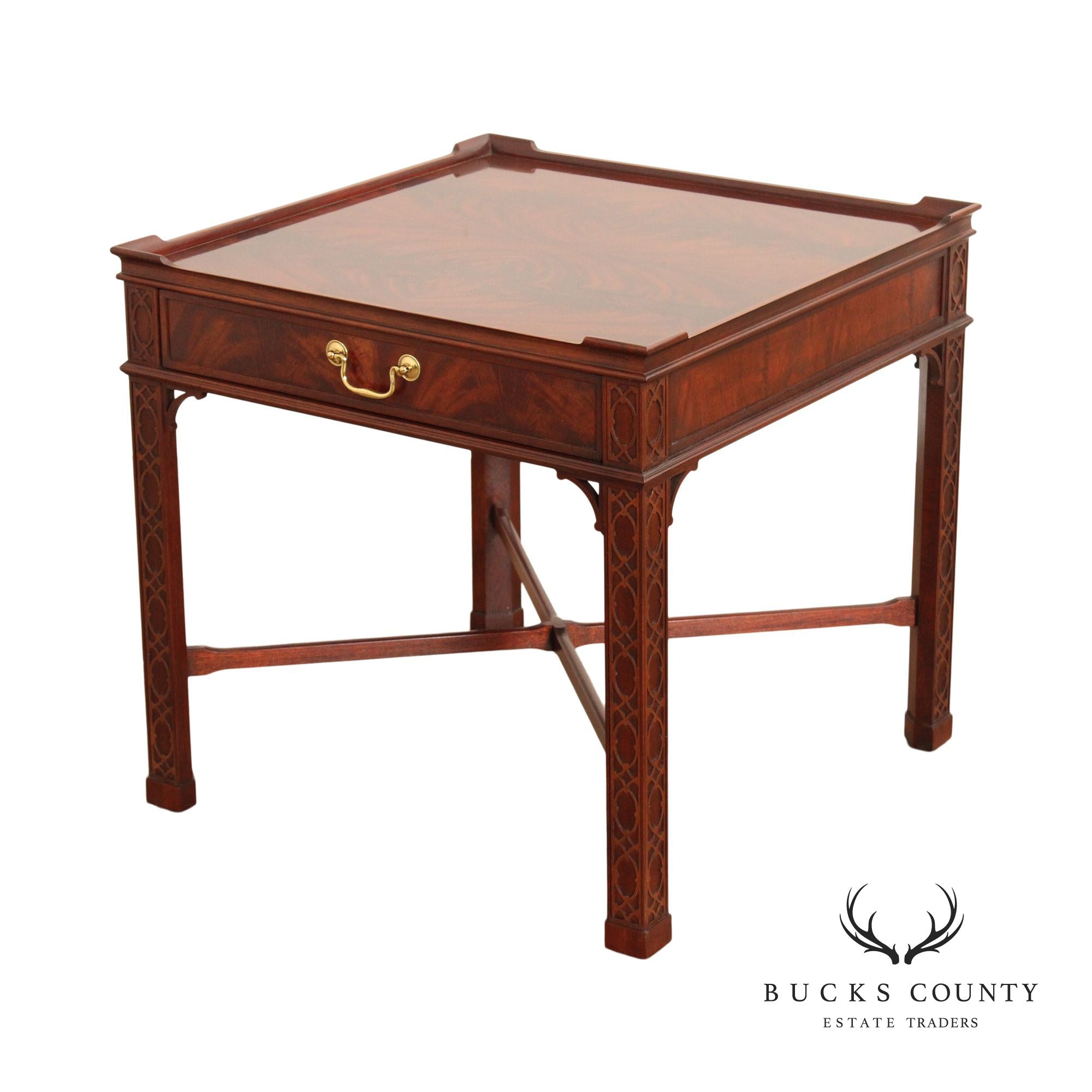 Baker Chinese Chippendale Style Mahogany Side Table