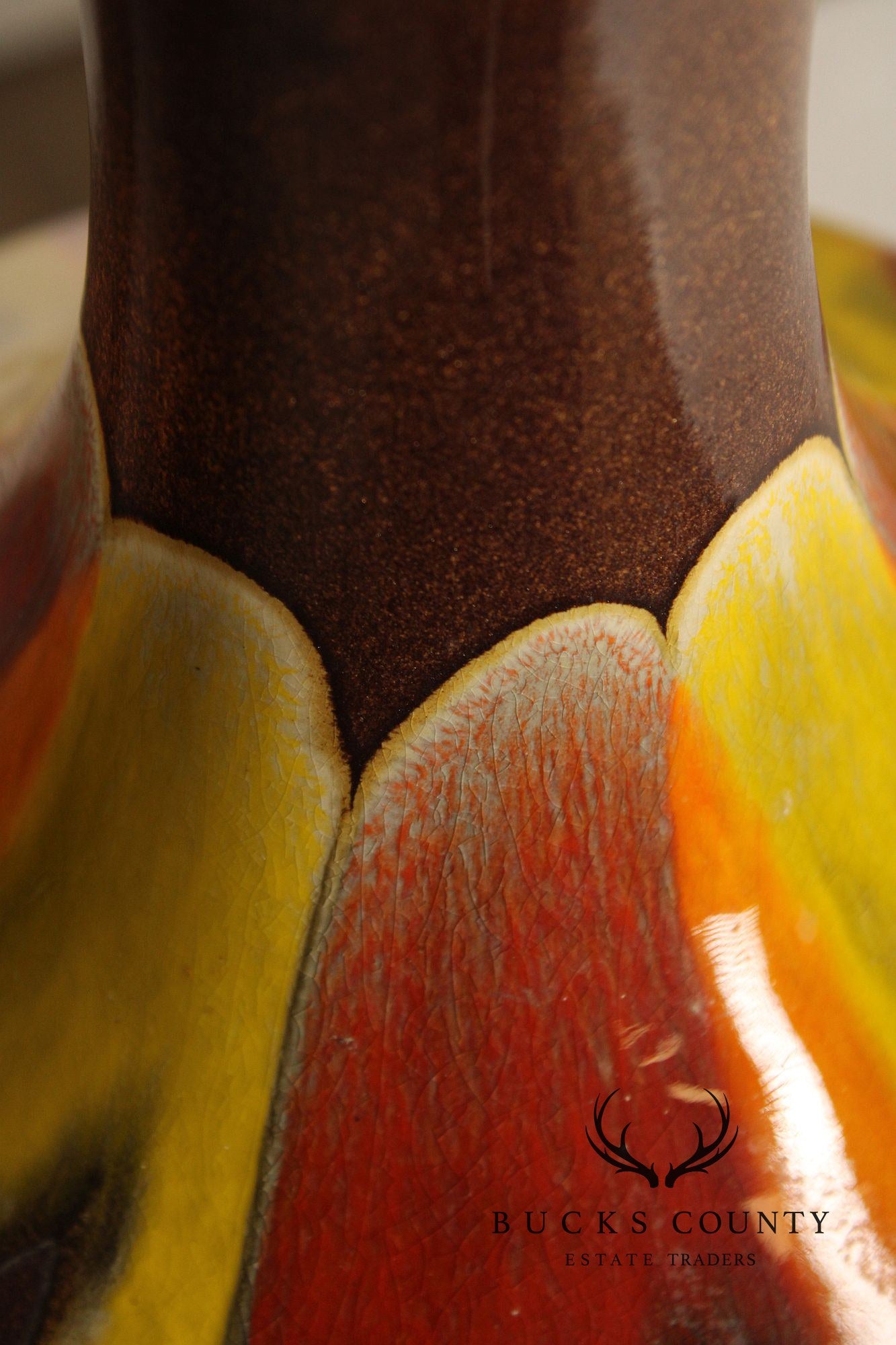 Mid Century Modern Pair of Drip Glazed Porcelain Table Lamps