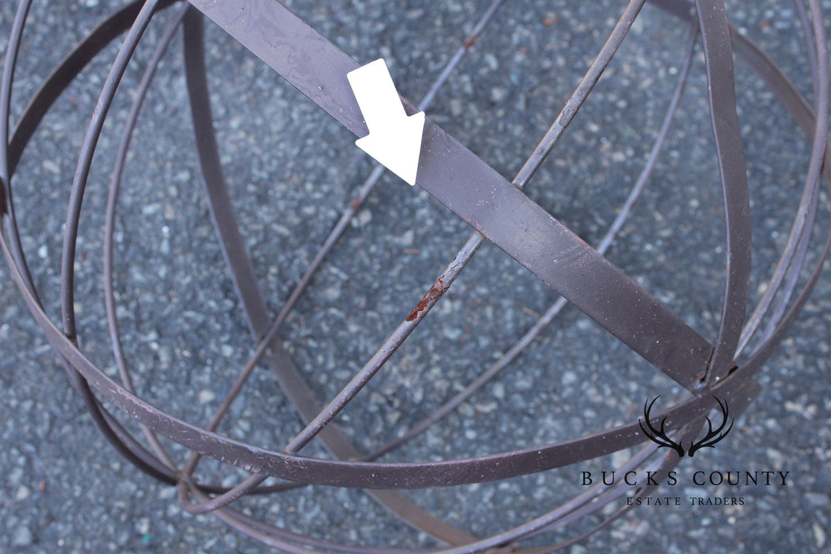 Pair of Steel Outdoor Garden Armillary Spheres