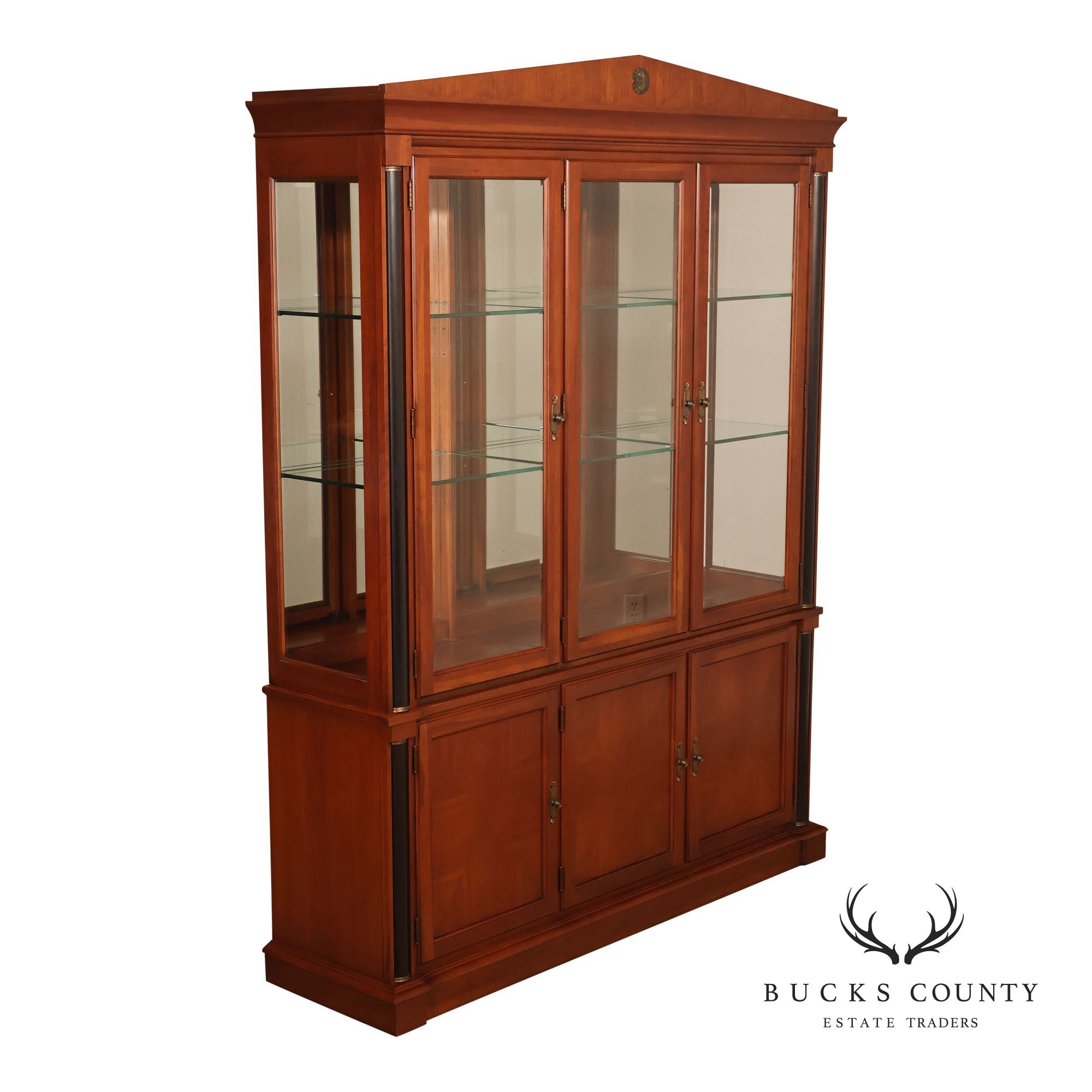 Ethan Allen Medallion Collection Cherry Lighted China Cabinet