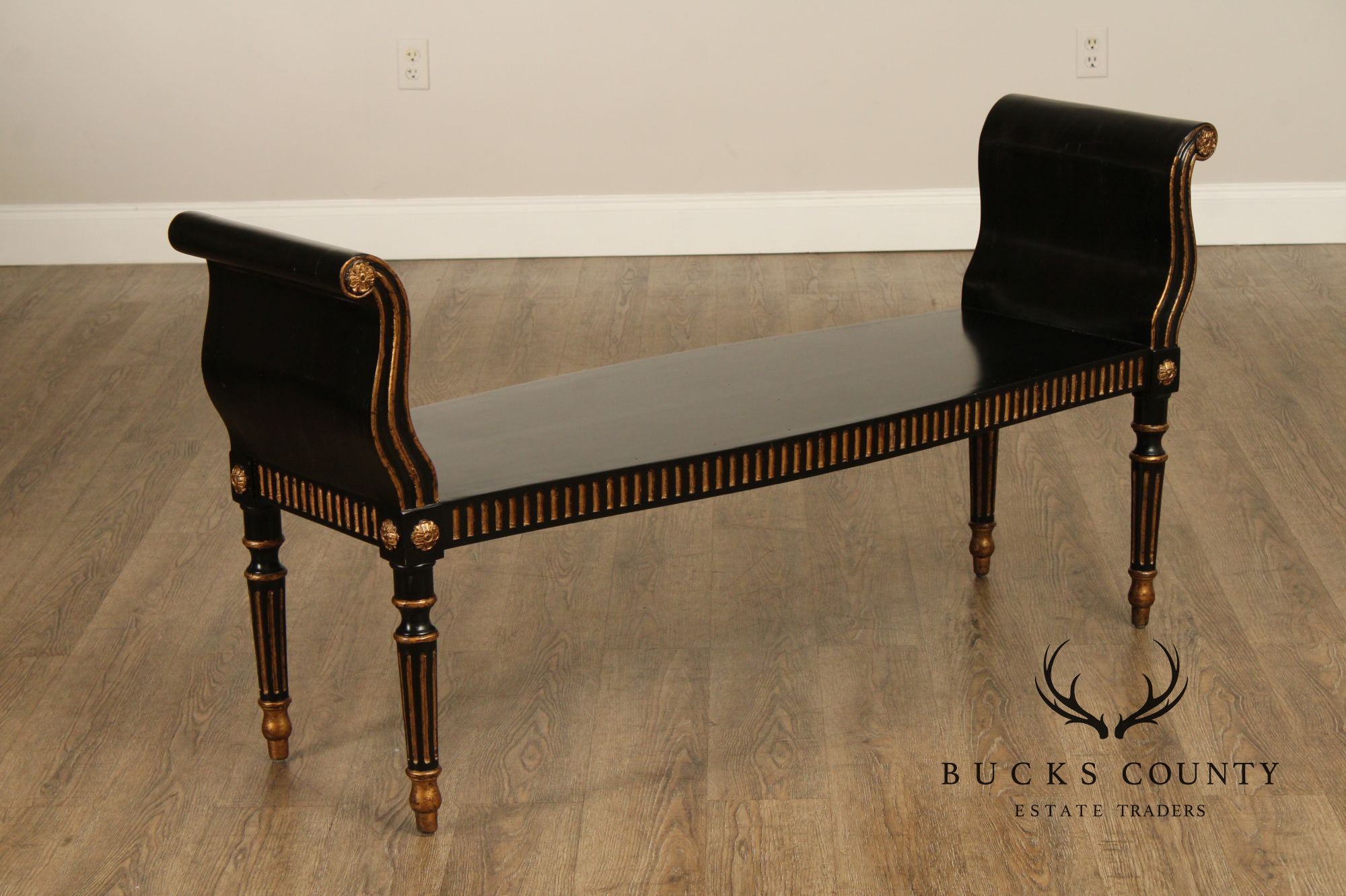 John Richard George III Style Ebonized Window Bench