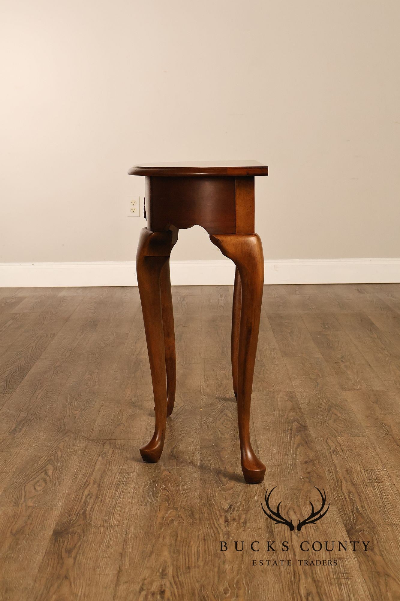 Queen Anne Style Narrow Cherry Demilune Console