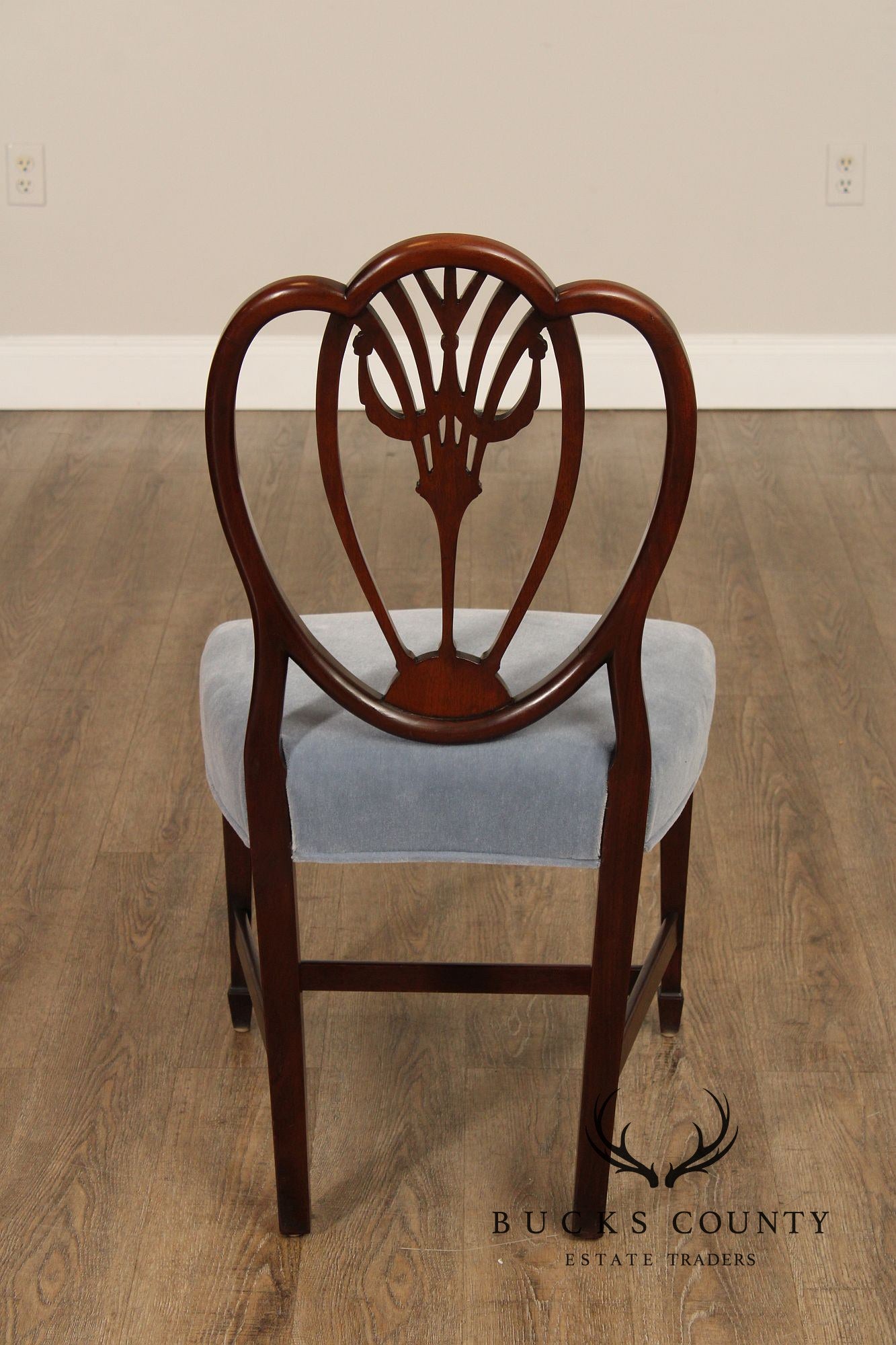 Hepplewhite Style Set of Ten Carved Mahogany Dining Chairs