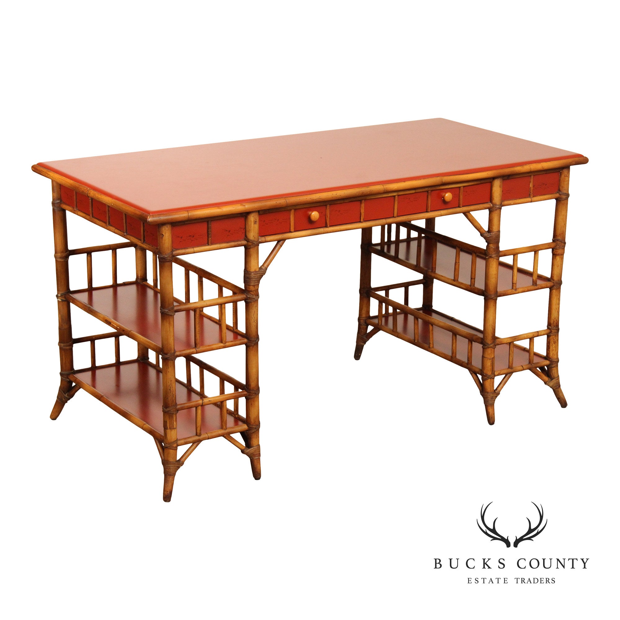 Baker Milling Road Chinoiserie Style Bamboo Desk