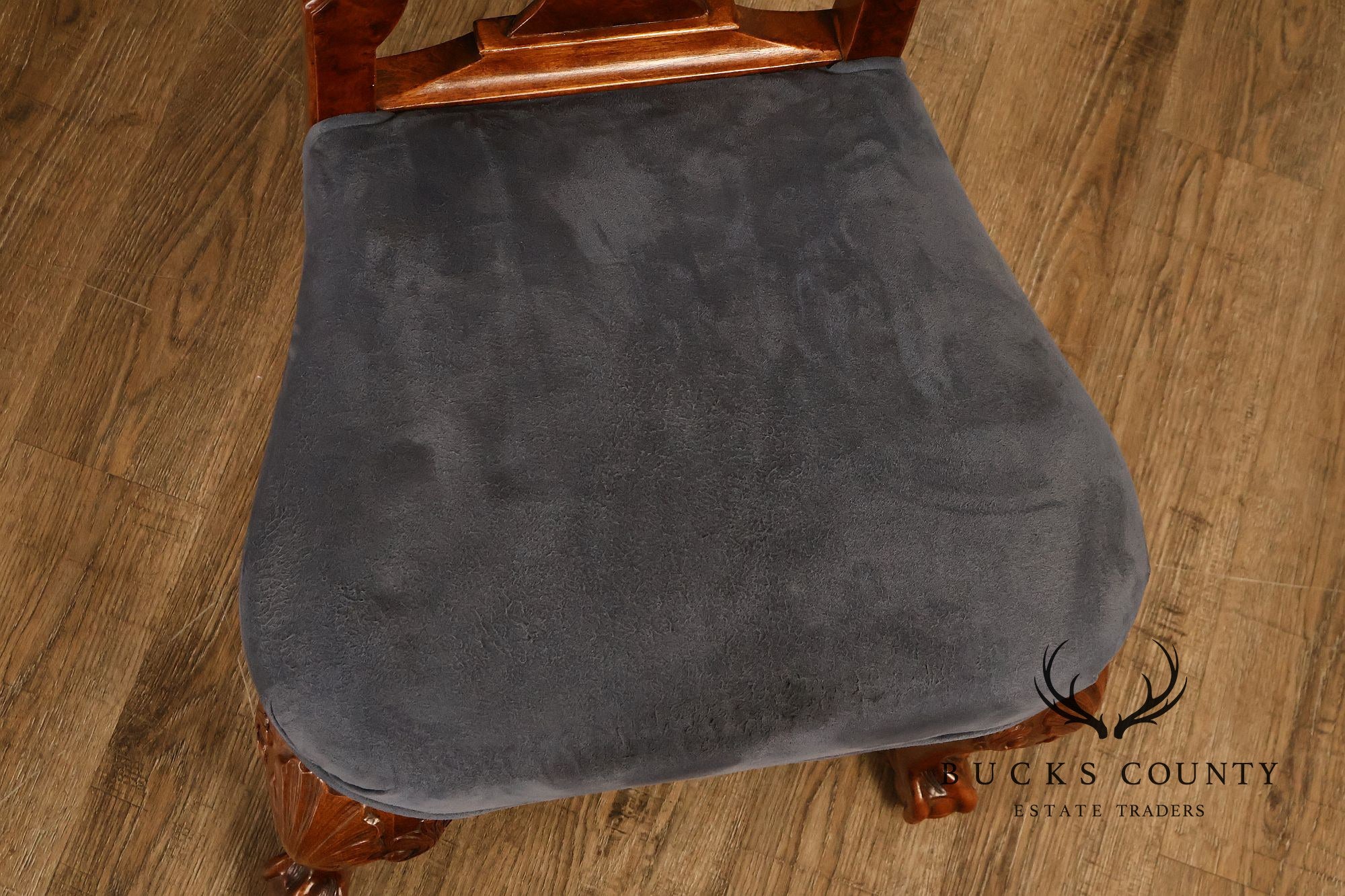 Georgian Style Set of Ten Carved Burlwood Dining Chairs