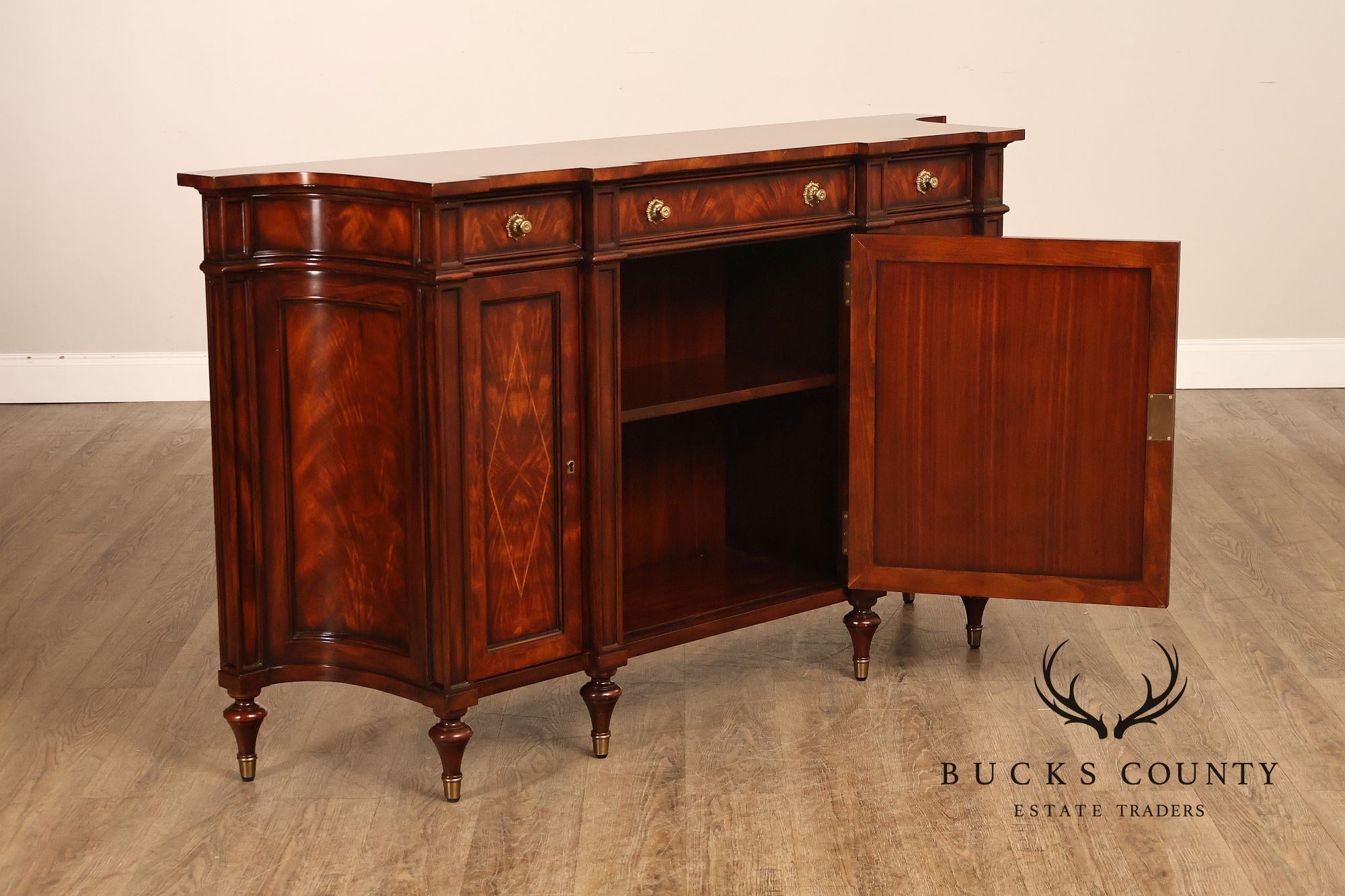 Theodore Alexander Mahogany Concave Side Cabinet