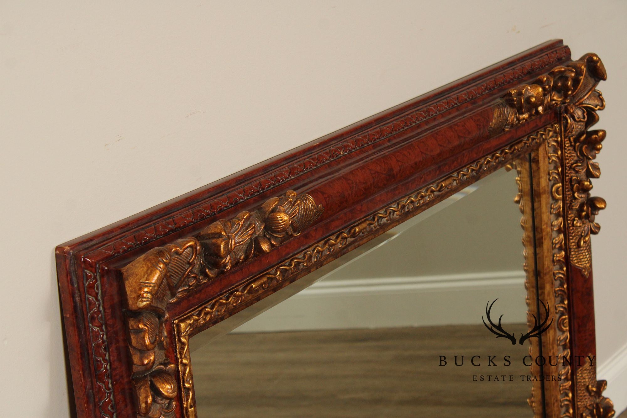 Italian Rococo Style Partial Gilt Carved Frame Wall Mirror