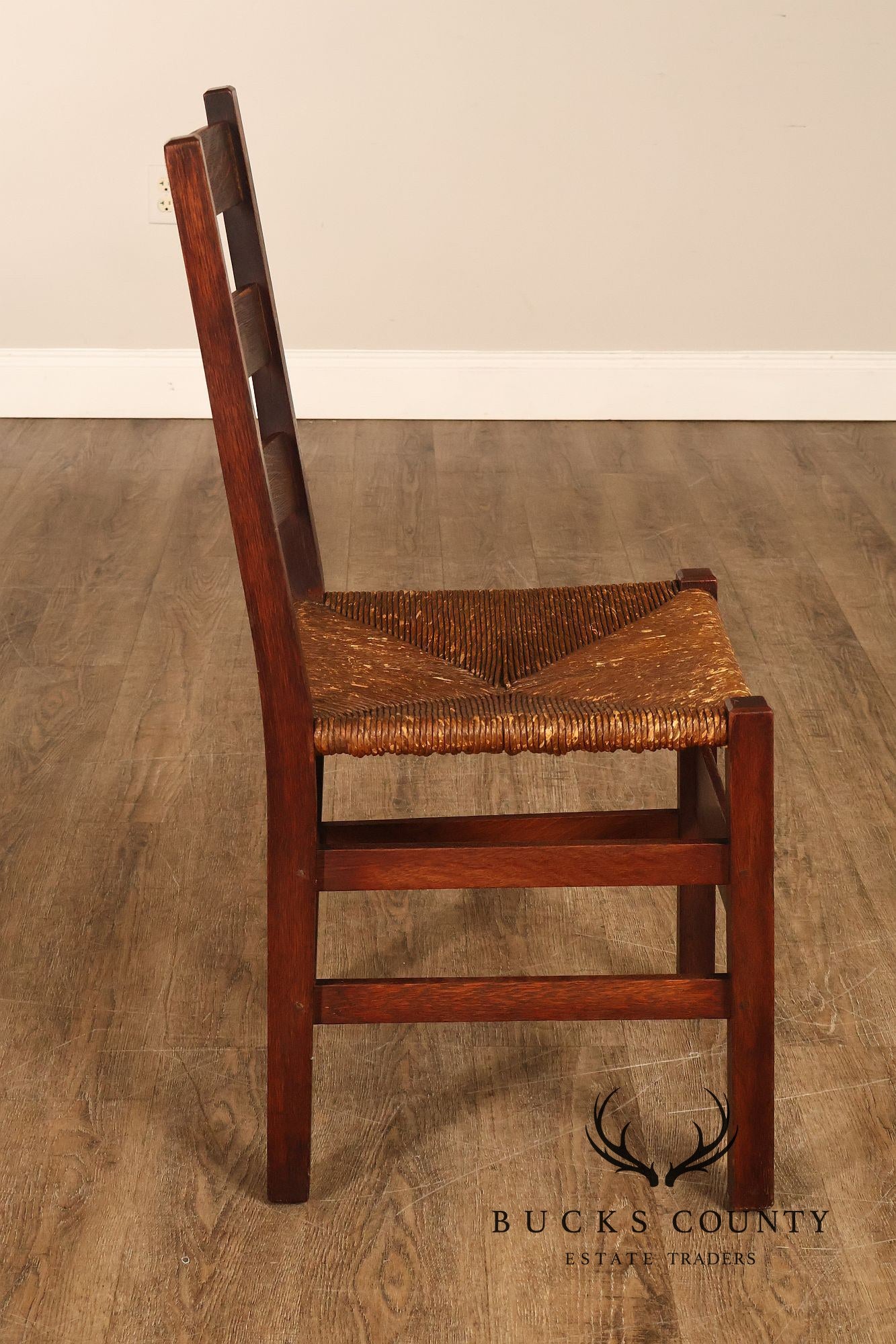 Antique Gustav Stickley Mission Oak Ladderback Side Chair