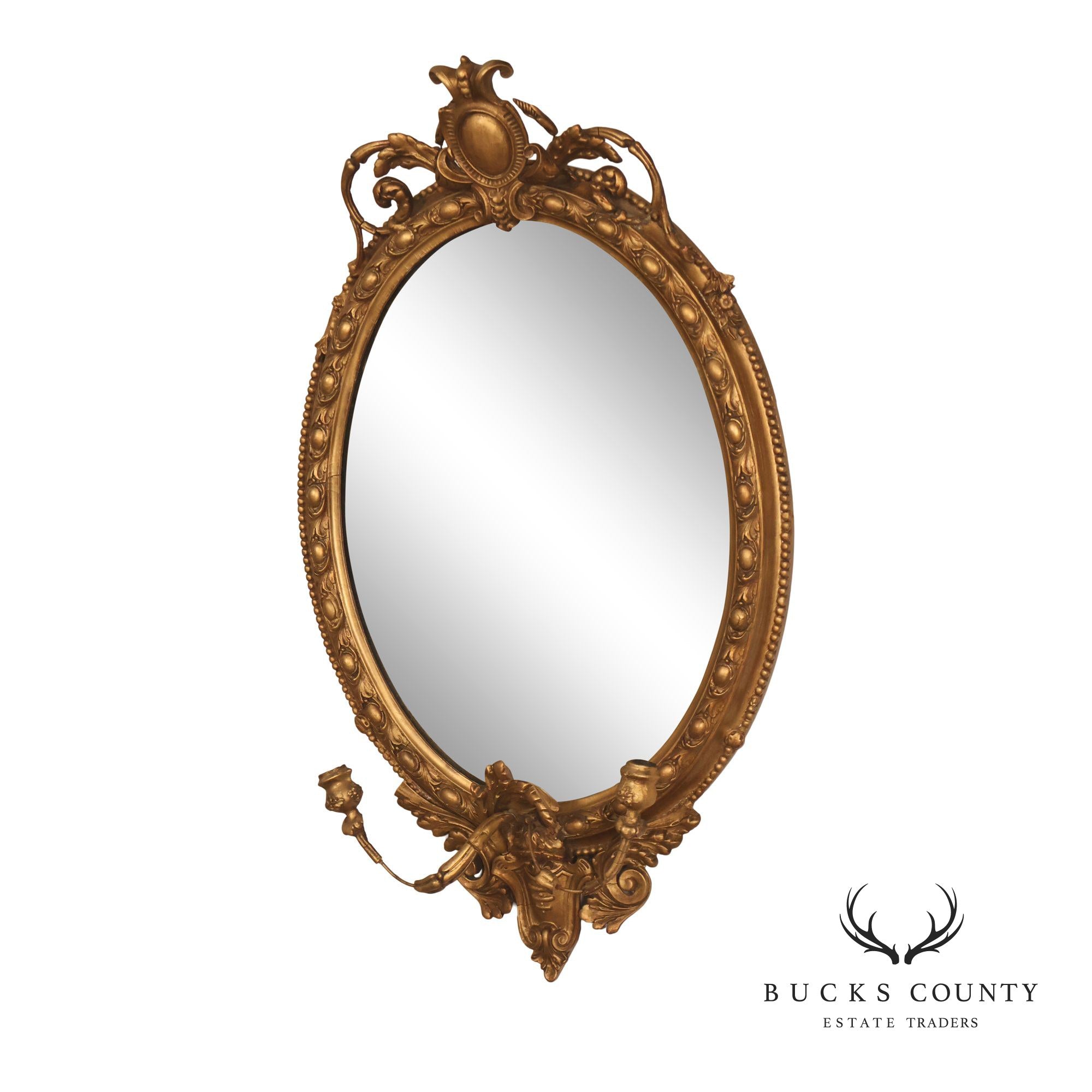 Antique French Giltwood Girandole Mirror