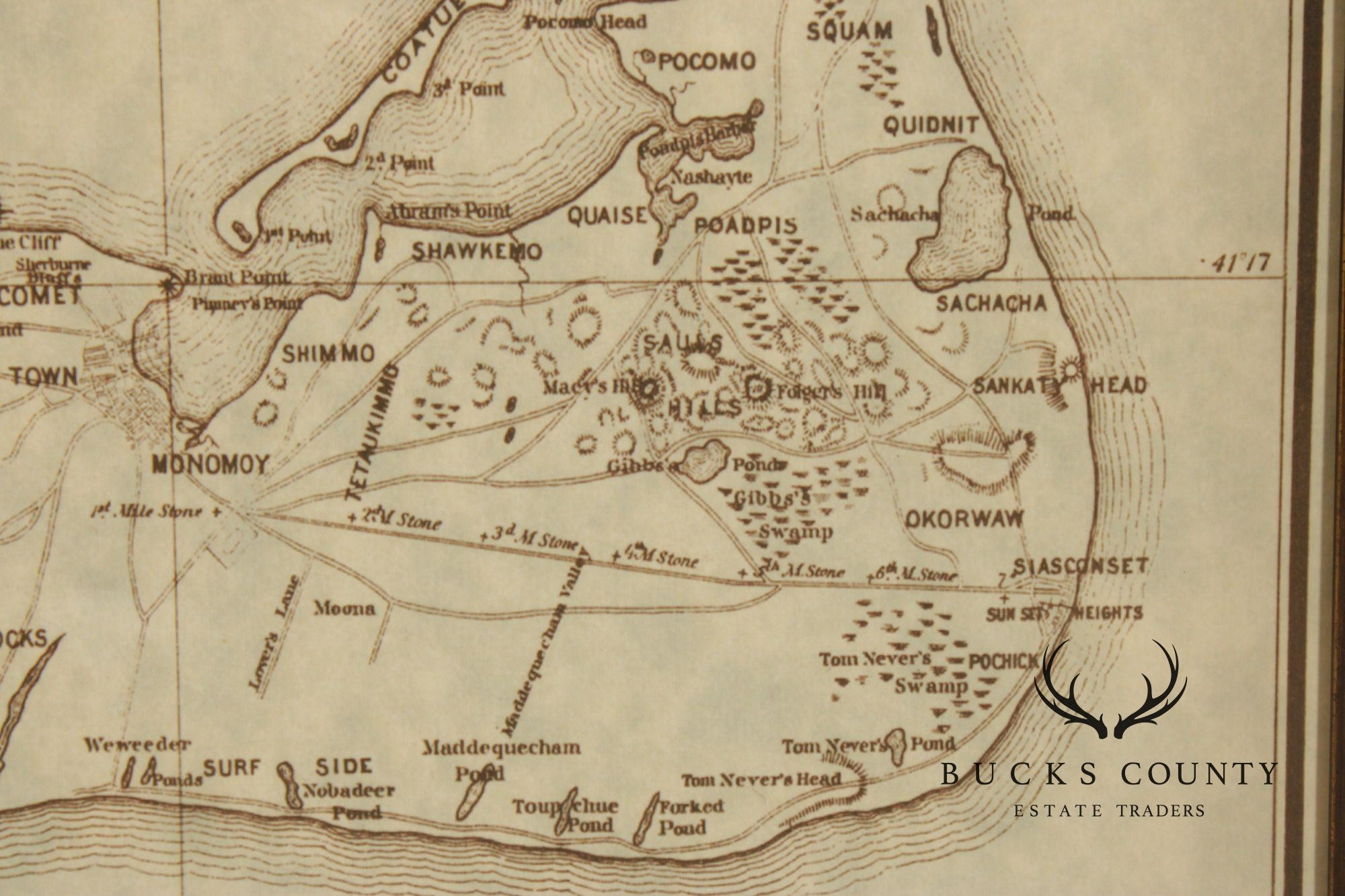 Framed Limited Edition 1874 Map of Nantucket