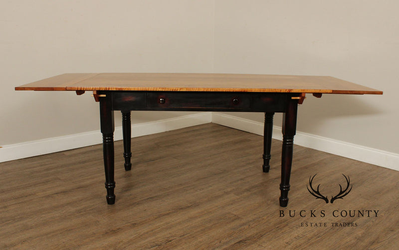 Old Road Furniture Tiger Maple Farmhouse Extendable Dining Table