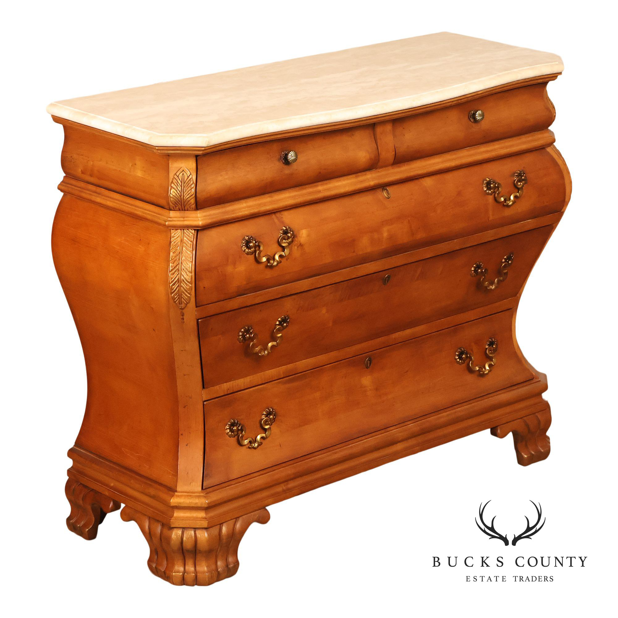 Century Furniture French Style Bombe Chest With Marble Top