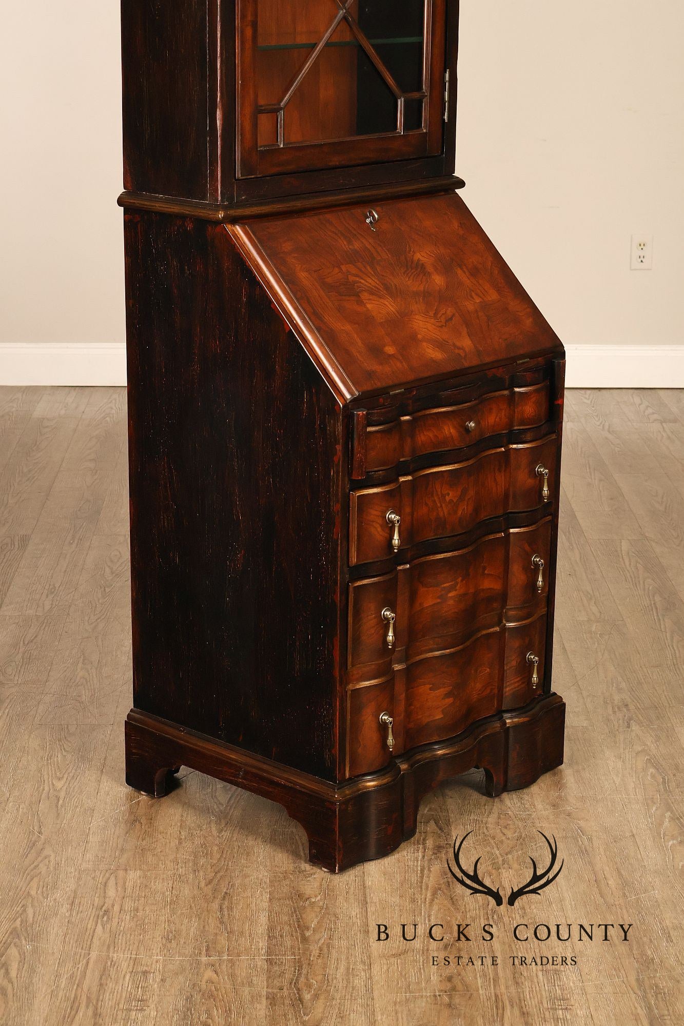 Hooker Furniture Seven Seas Narrow Burlwood Secretary Bookcase Cabinet