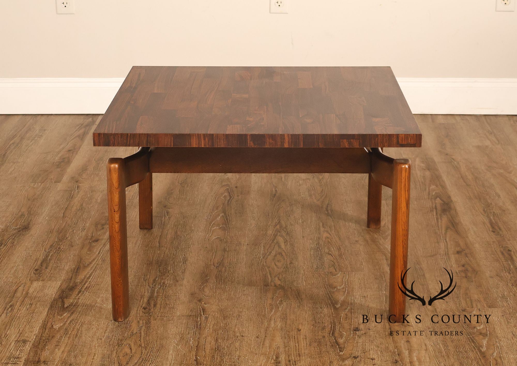 Danish Modern Vintage Square Laminate Top Teak End Table