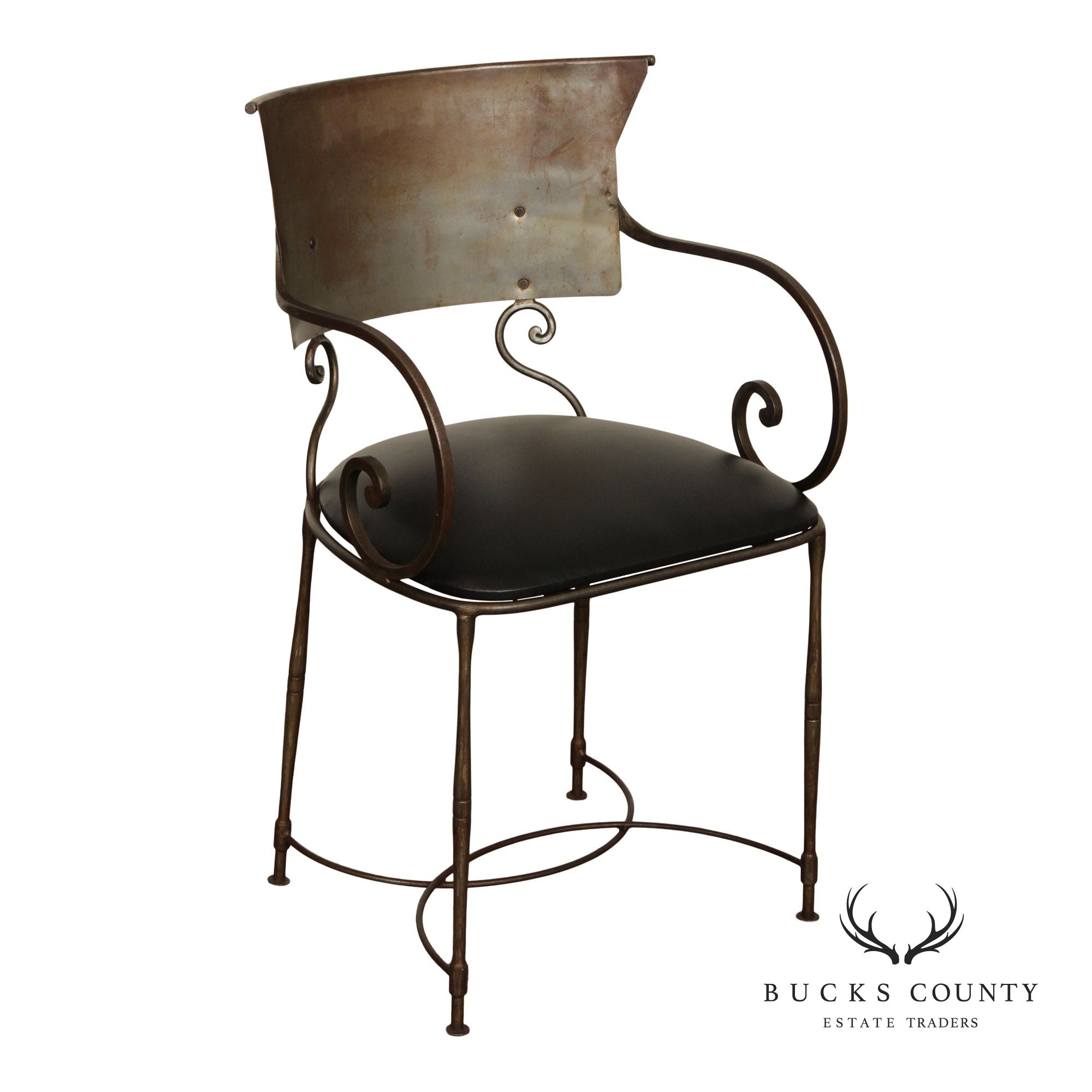 Mid Century Modern Wrought Iron Klismos Armchair