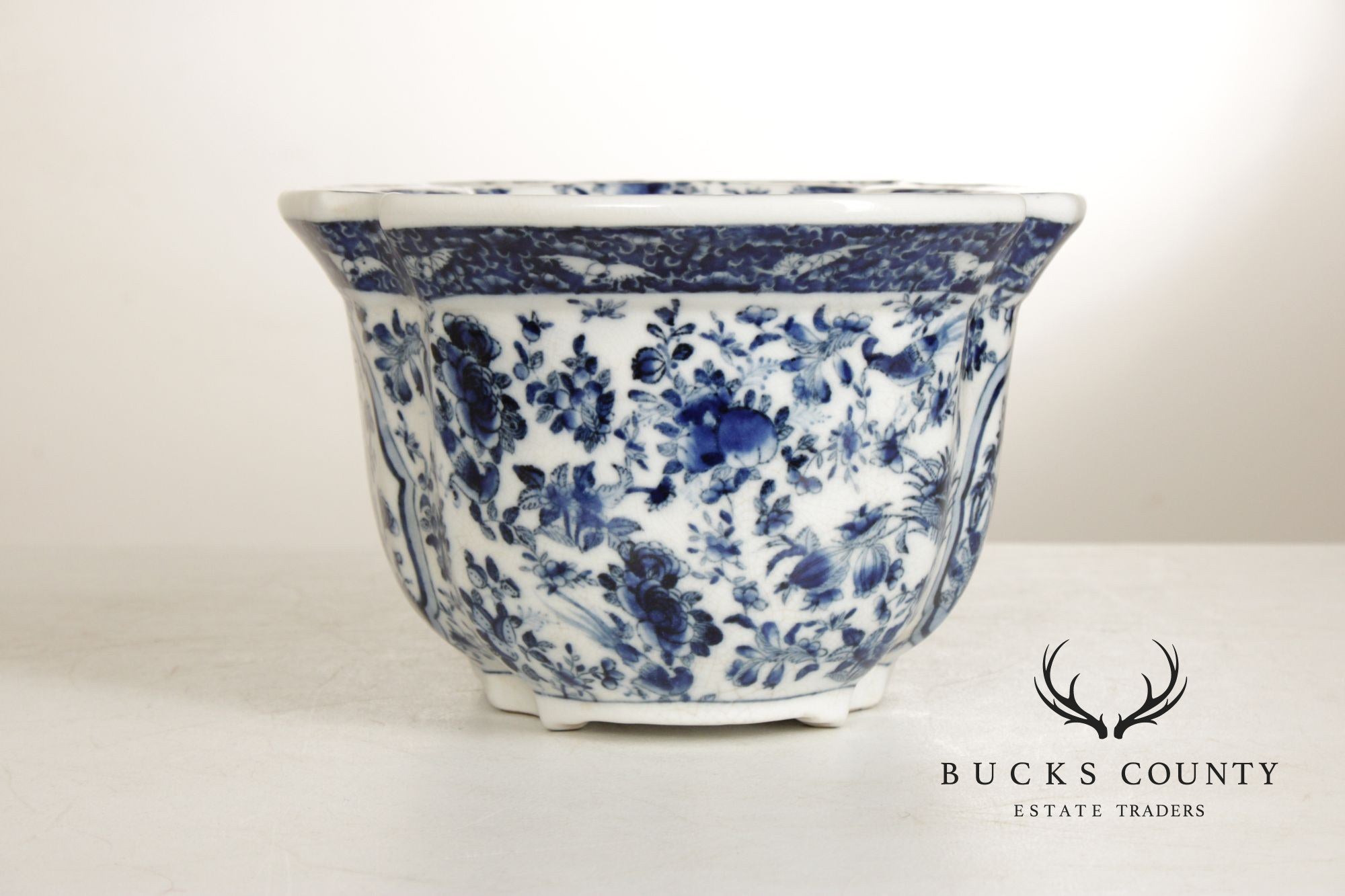 Asian Style Blue and White Porcelain Planter