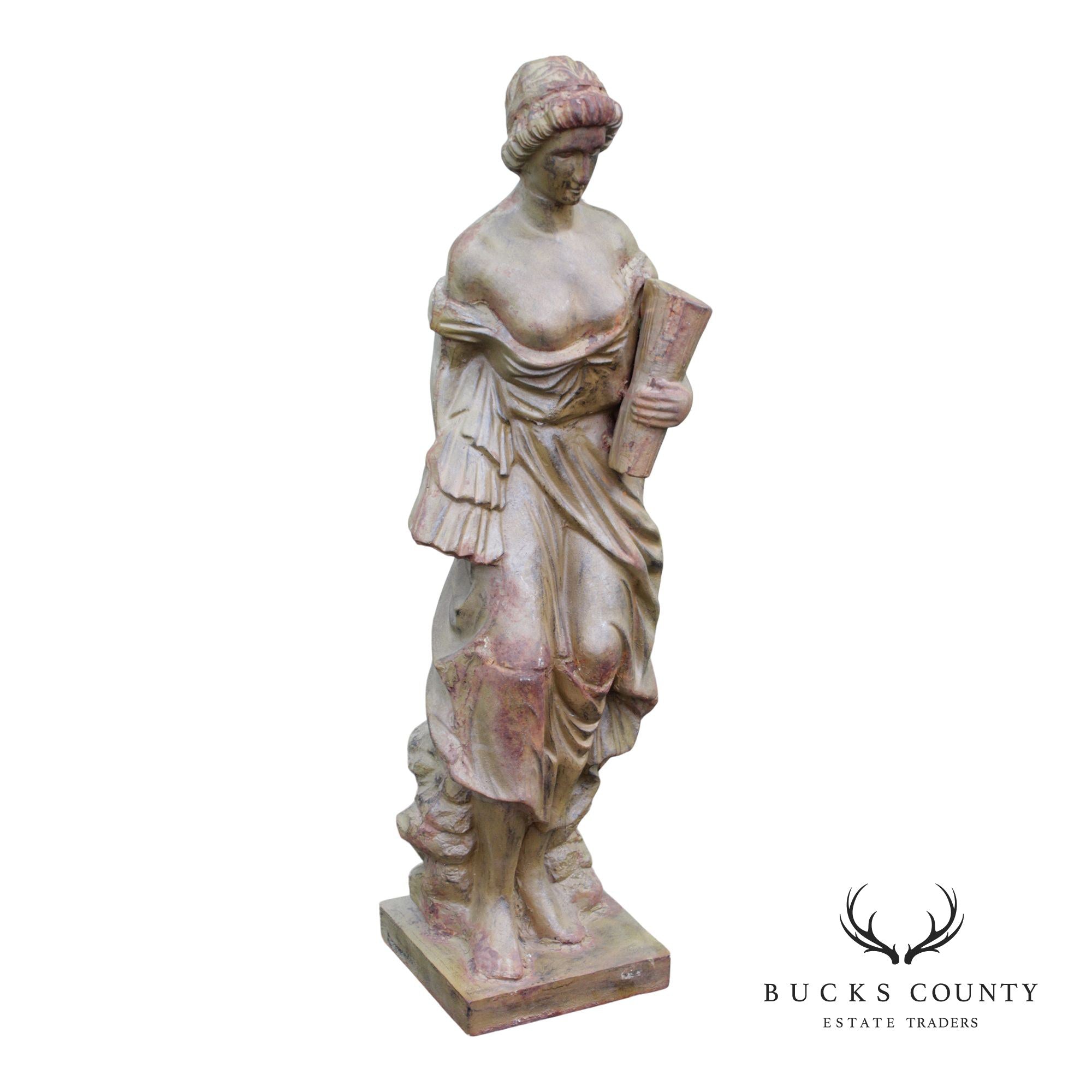 Vintage Cast Iron Garden Statue of a Lady