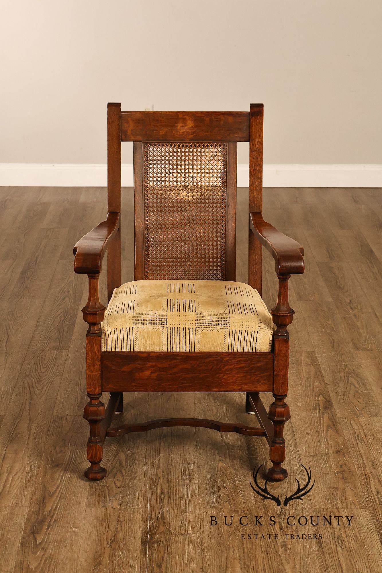 Rittercraft Arts & Crafts Cane Back Oak Armchair