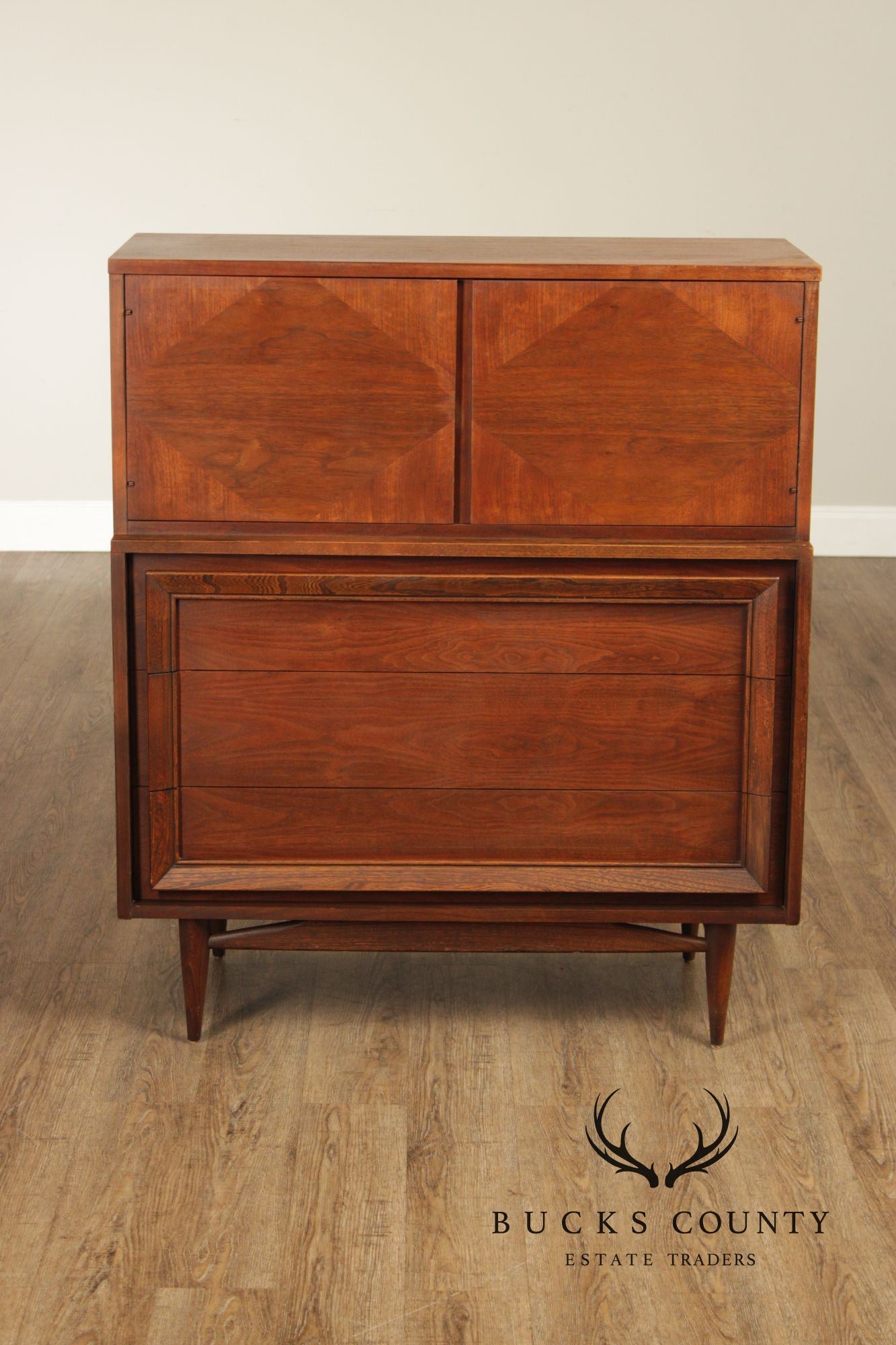 Basic Witz Mid Century Modern Walnut Tall Chest