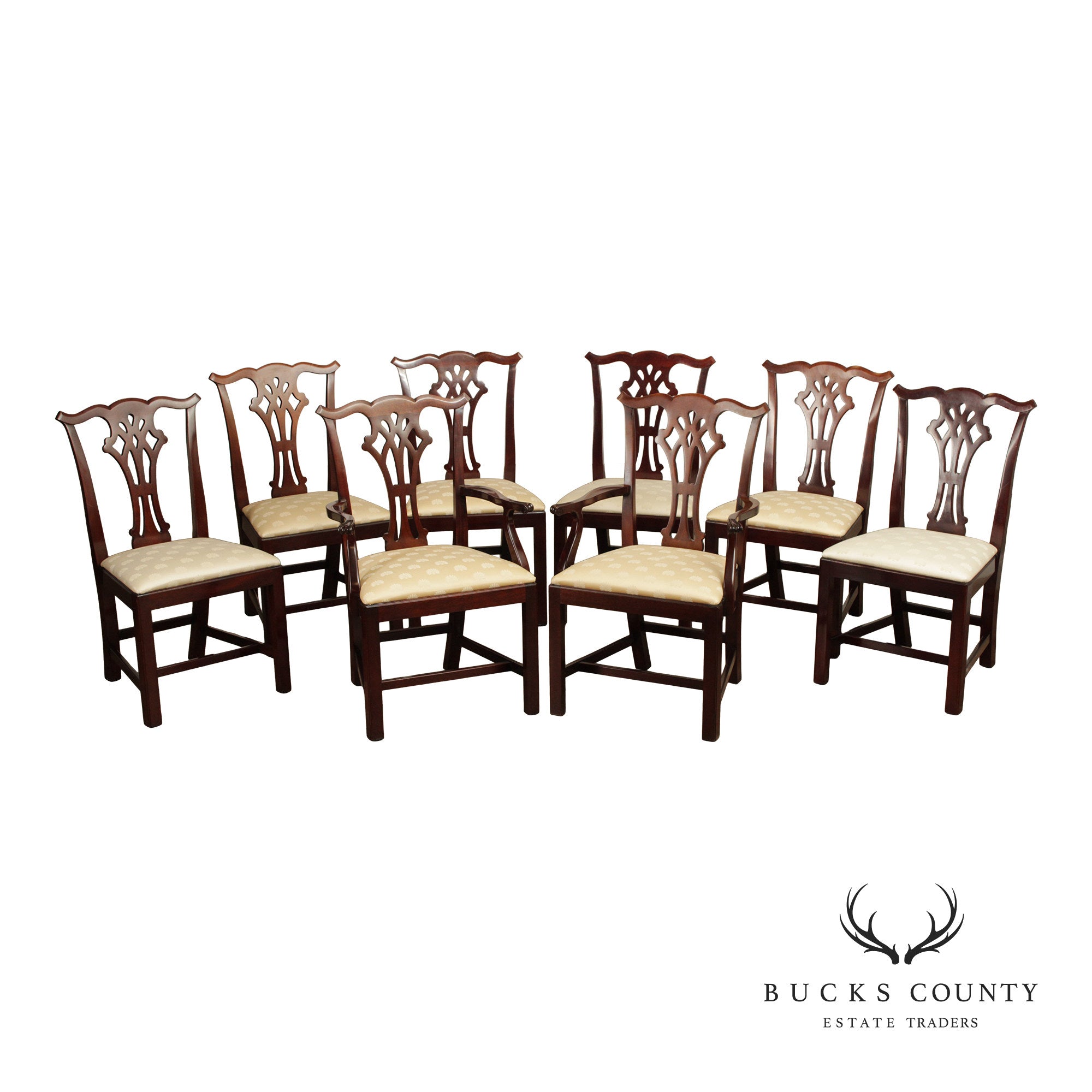 Kindel Chippendale Style Set of Eight Mahogany Dining Chairs