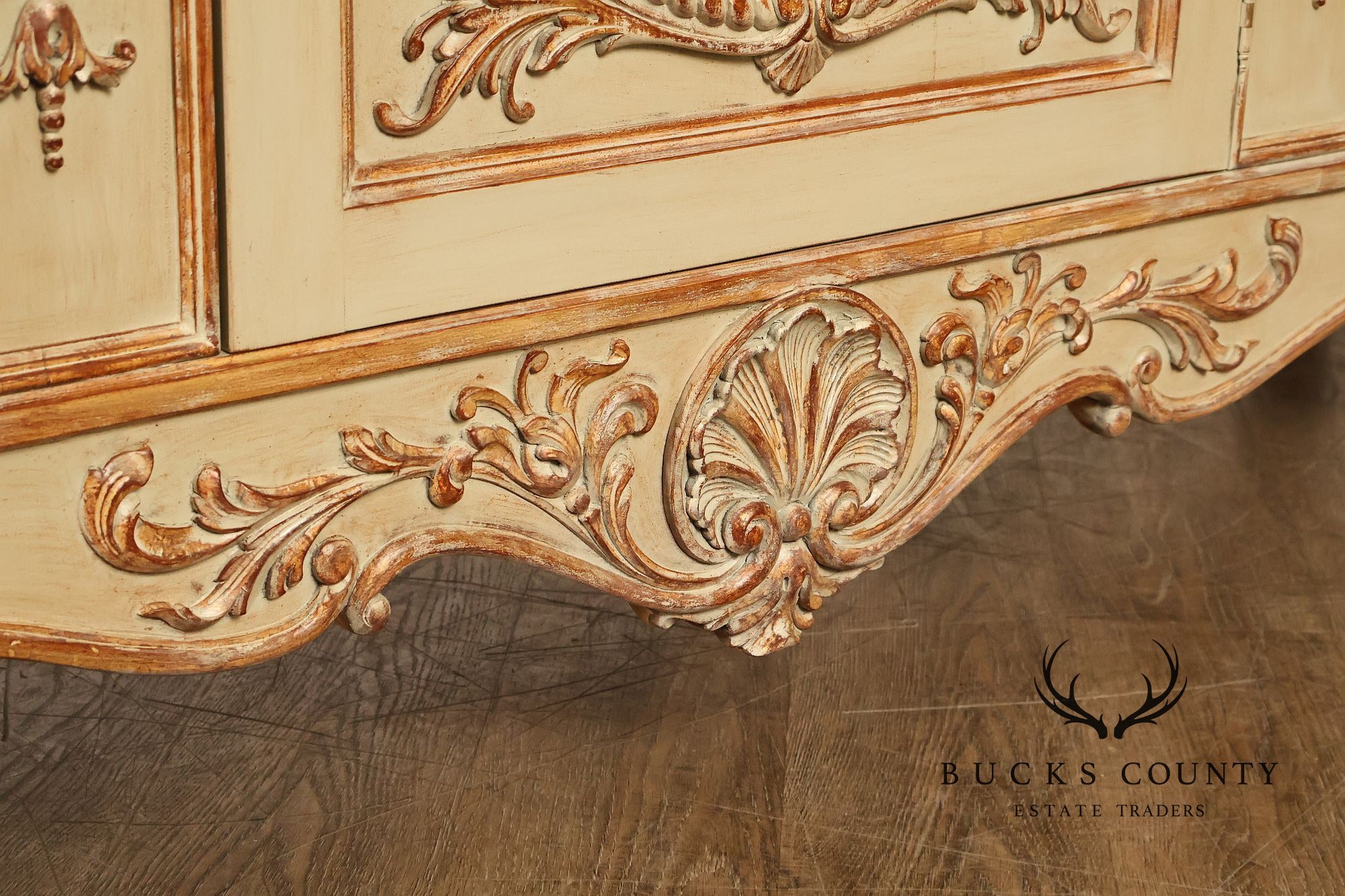 French Rococo Style Painted Sideboard Buffet Cabinet