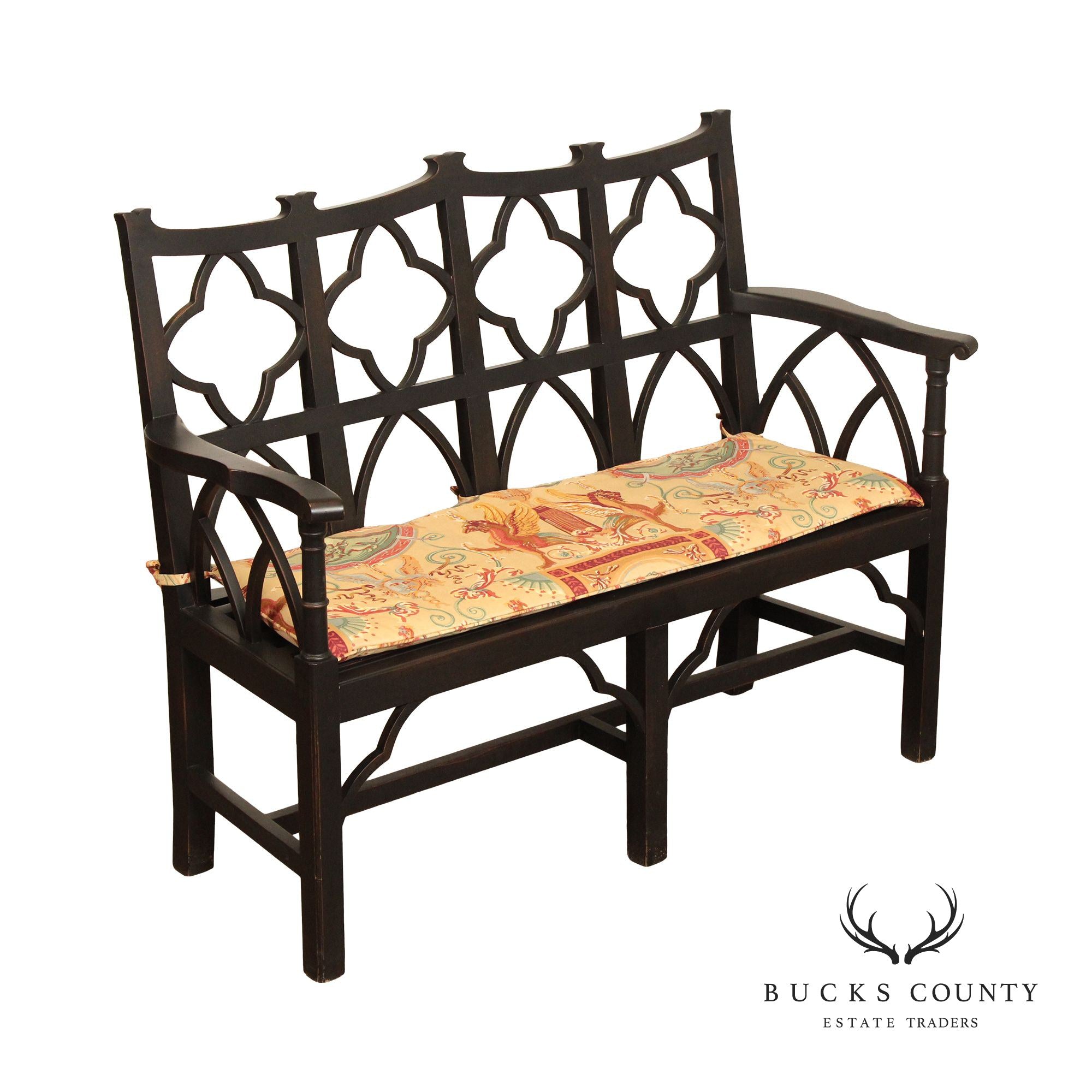 Wildon Home Gothic Revival Style Ebonized Bench