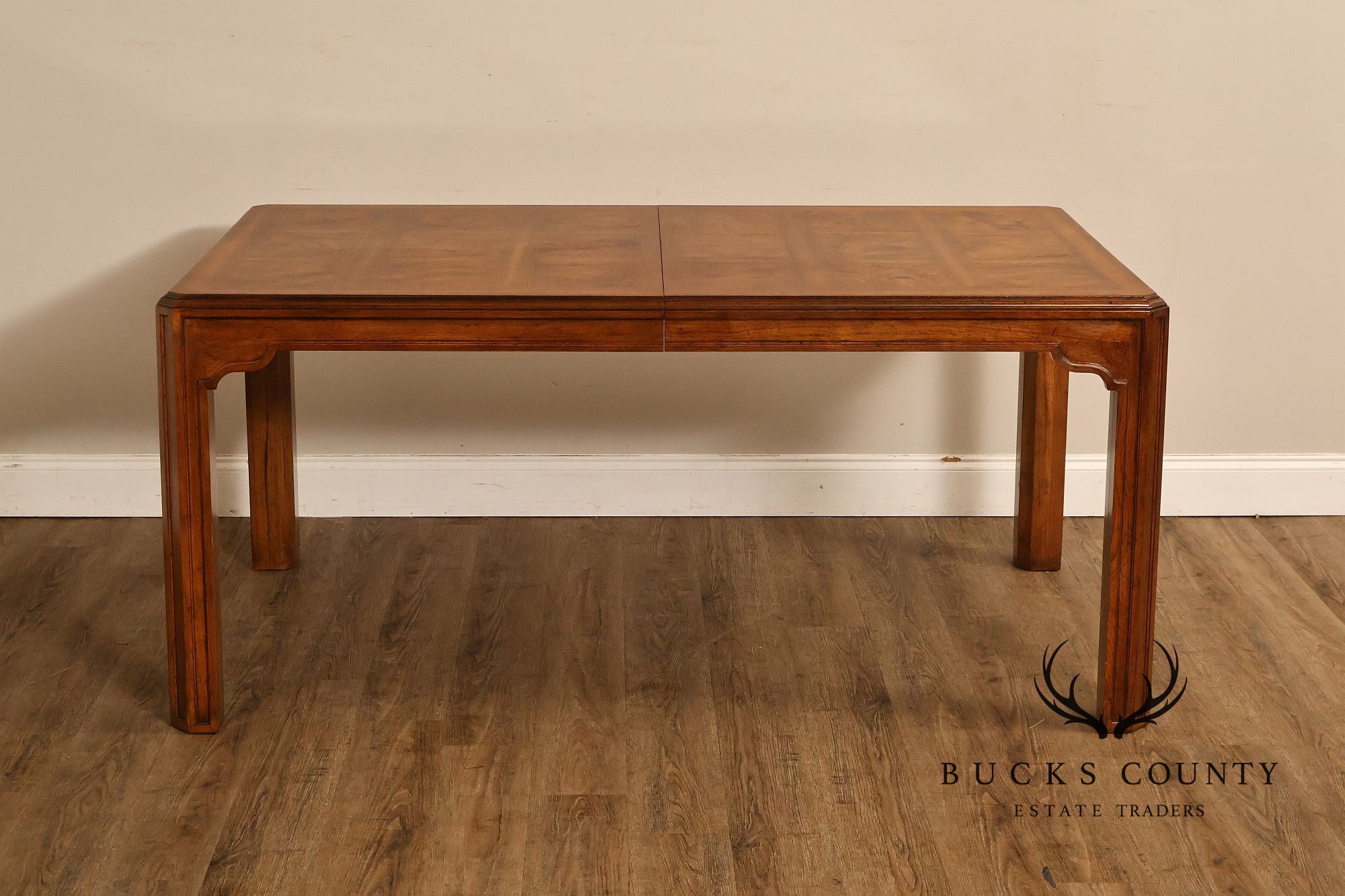 Drexel Heritage Sketchbook Collection Burl Wood Parsons Extendable Dining Table