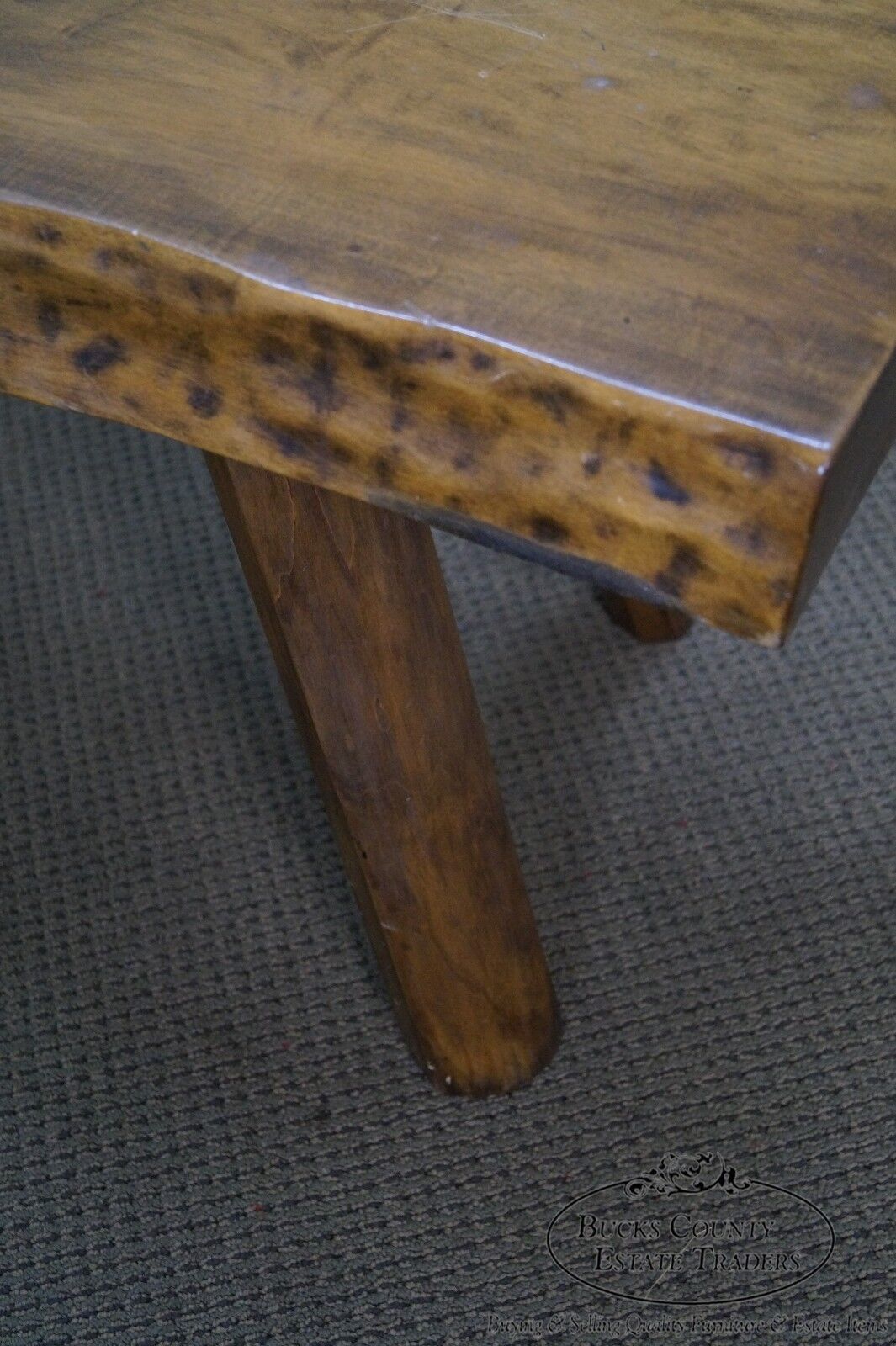 Rustic Slab Wood Coffee Table Bench