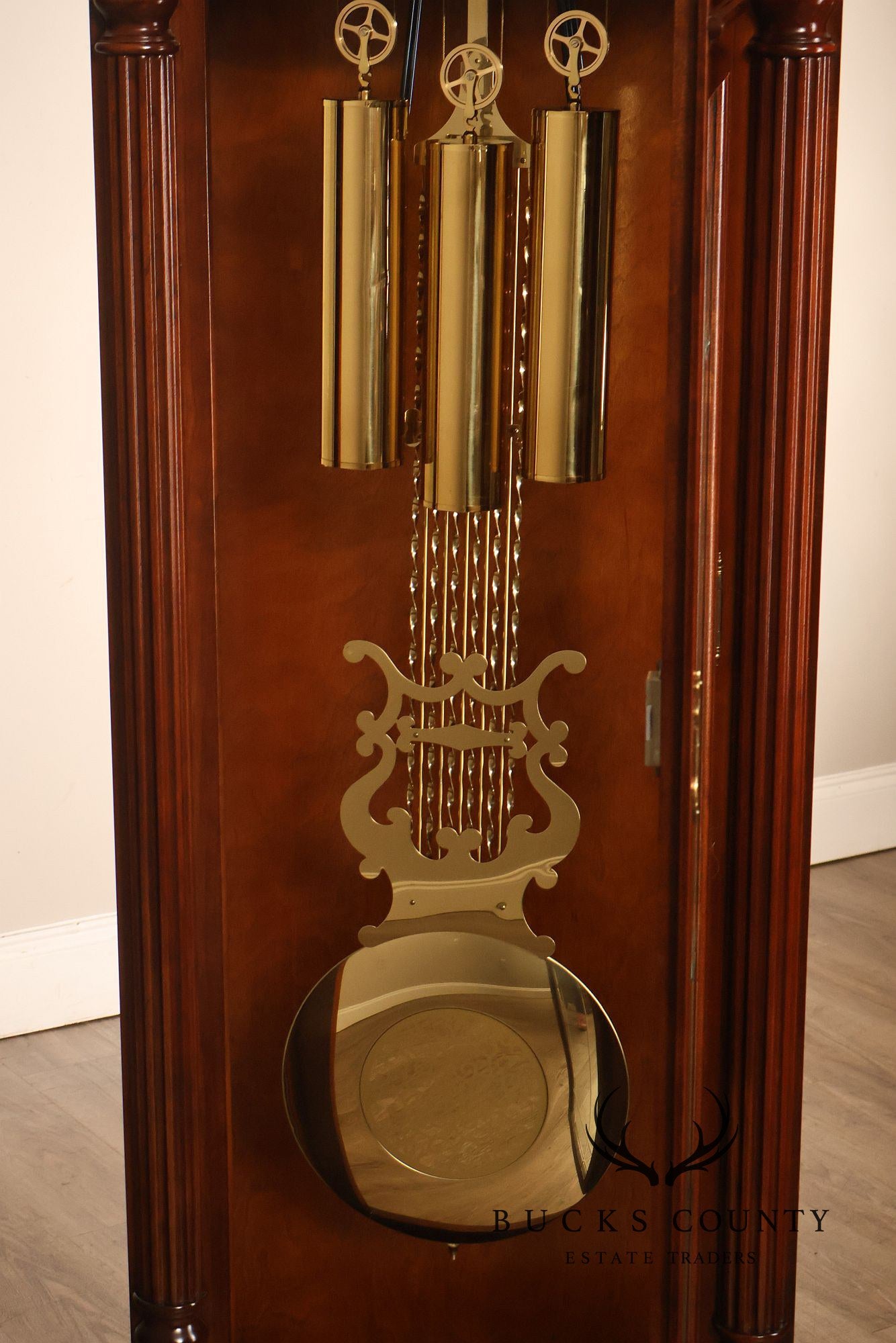 Sligh Mahogany Grandfather Clock With Triple Chime Moon Phase Dial