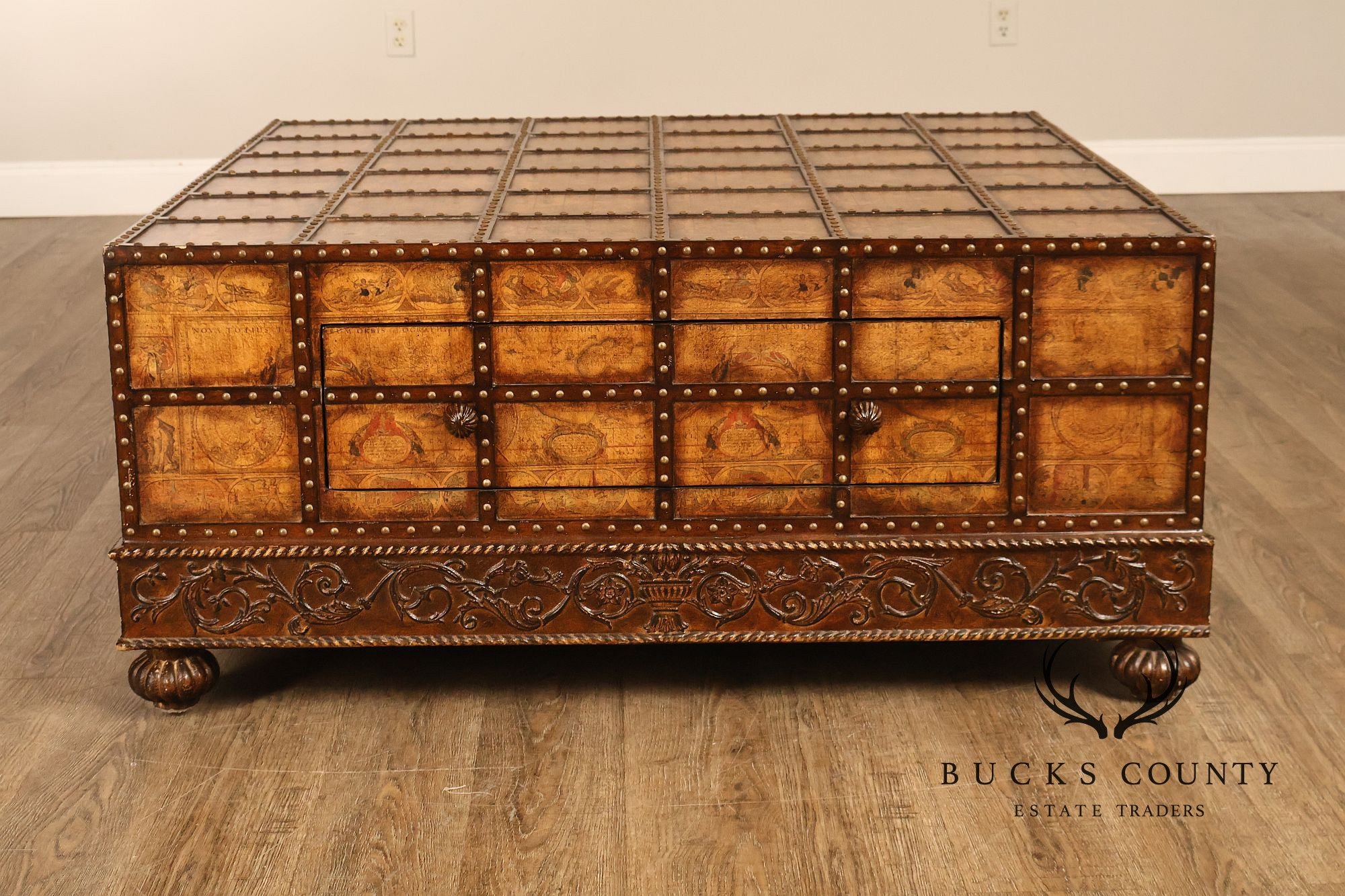 Pulaski 'Espaigne' Large Square Old World Map Storage Coffee Table