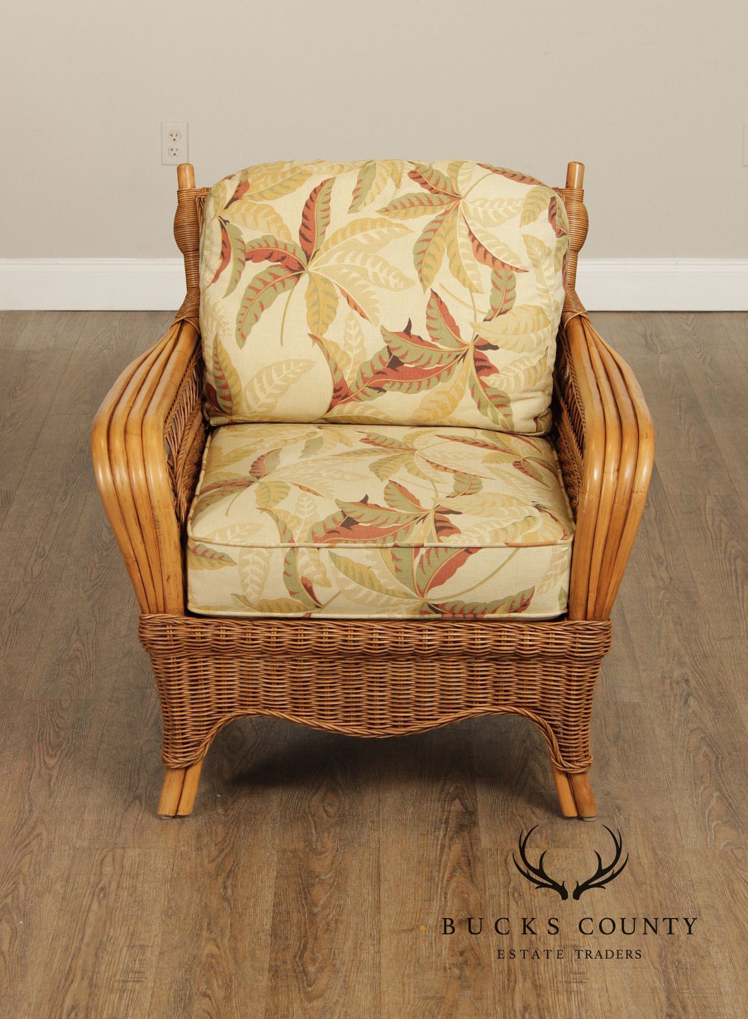 Braxton Culler Rattan and Wicker Lounge Chair and Ottoman