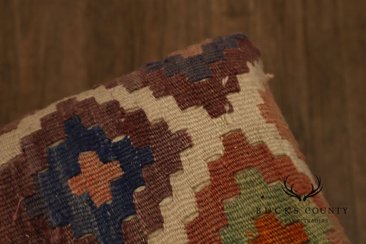Vintage Kilim Upholstered Cherry Bench