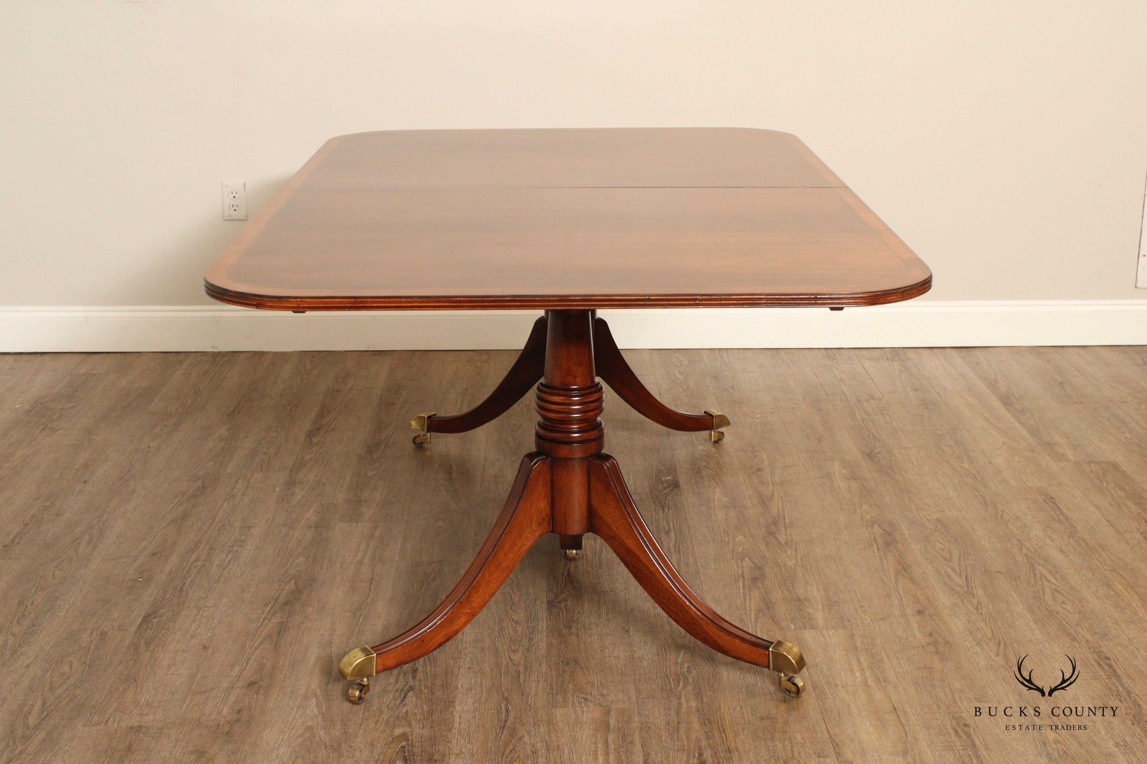 English Regency Style Mahogany Expandable Pedestal Dining Table