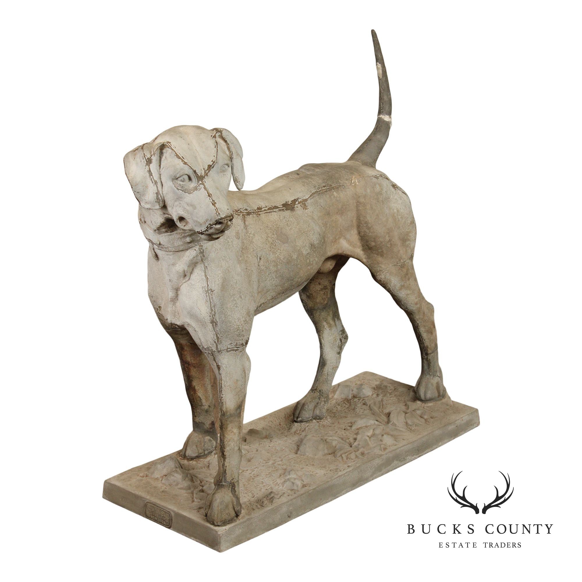 Antique J.W. Fiske Zinc Morley's Dog Statue