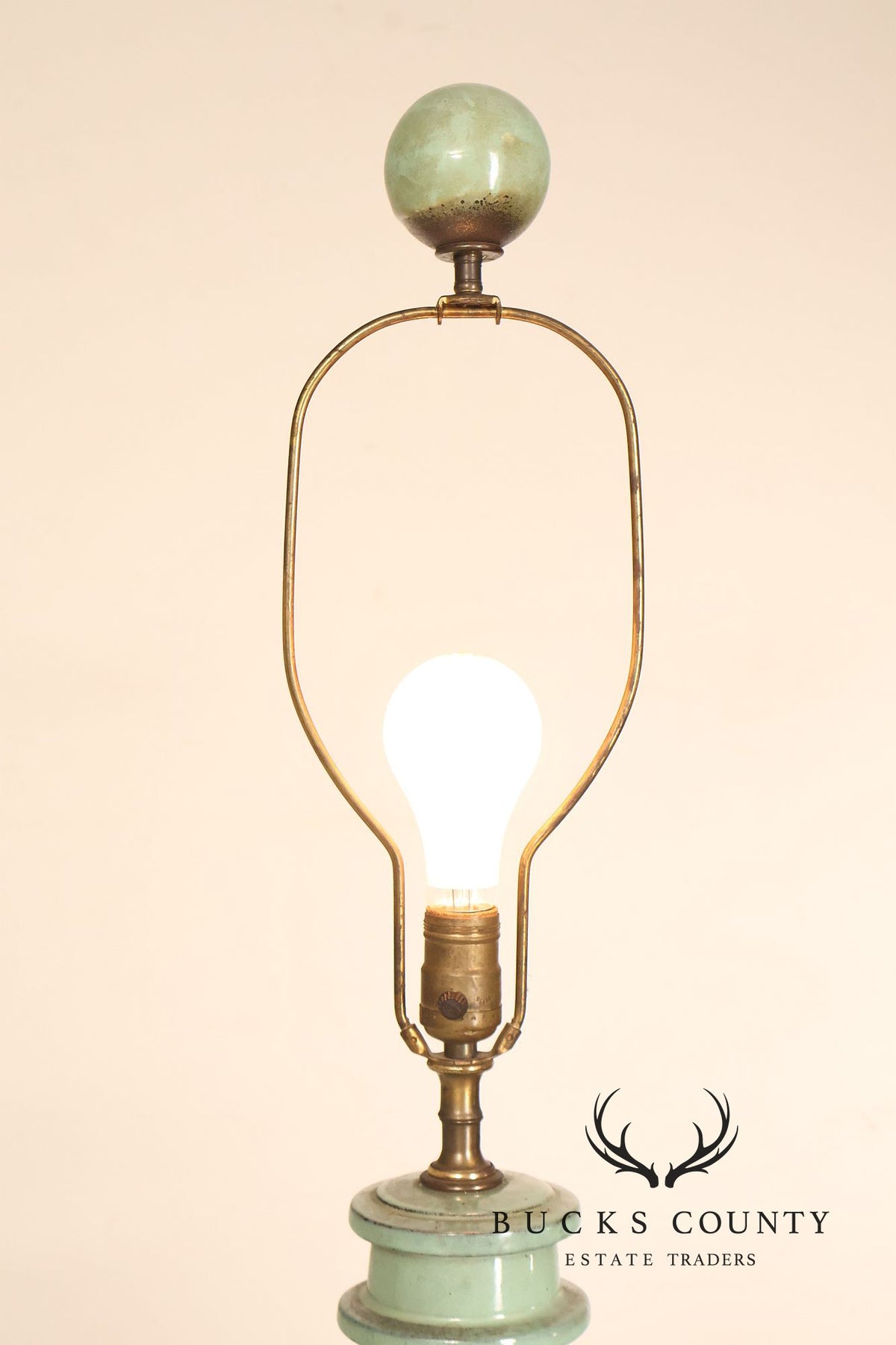 Asian Style Pair of Celadon Table Lamps