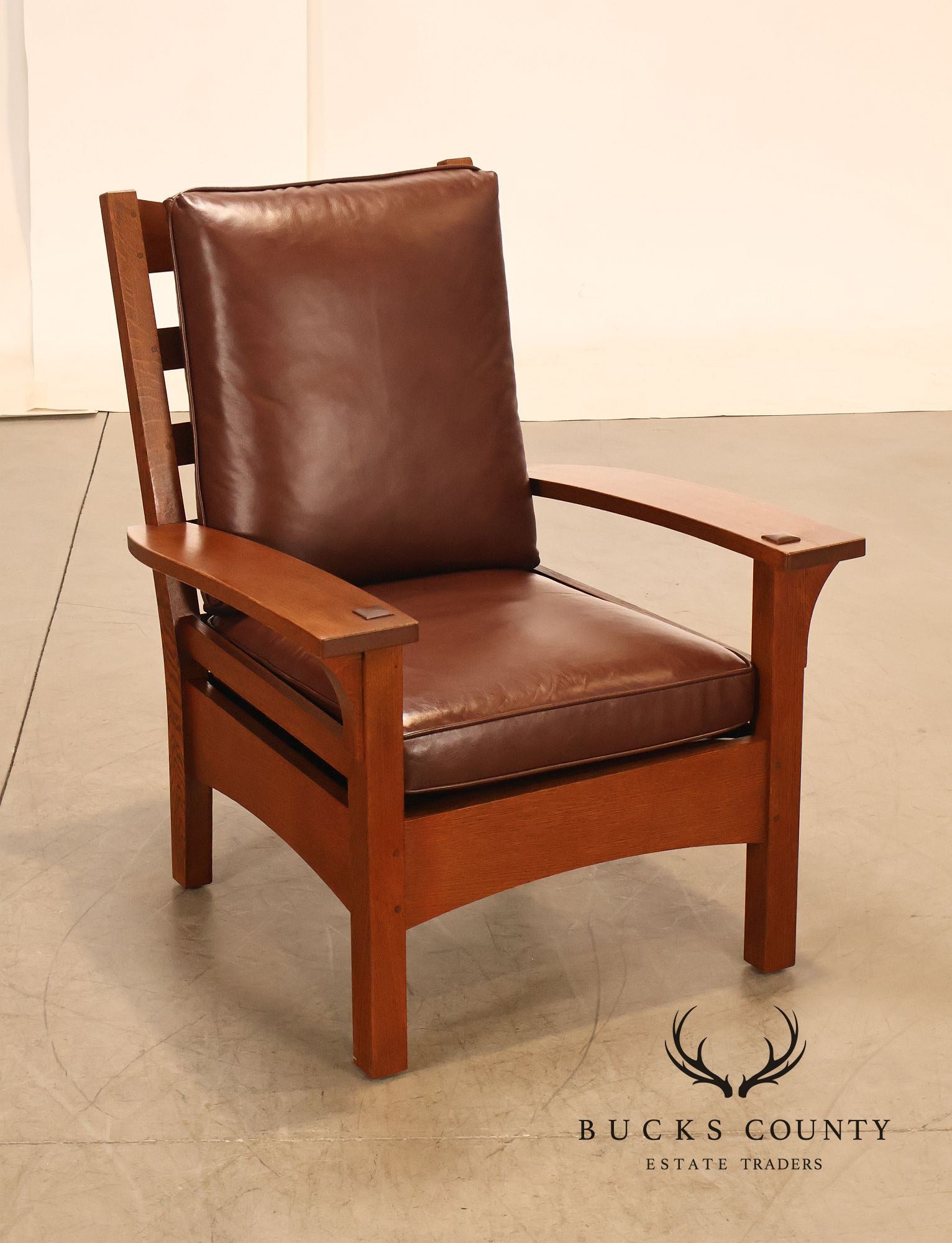 Stickley Mission Collection Oak And Leather Lounge Chair
