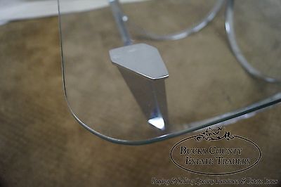 Roger Sprunger Dunbar Style Mid Century Arched Chrome Glass Top Coffee Table