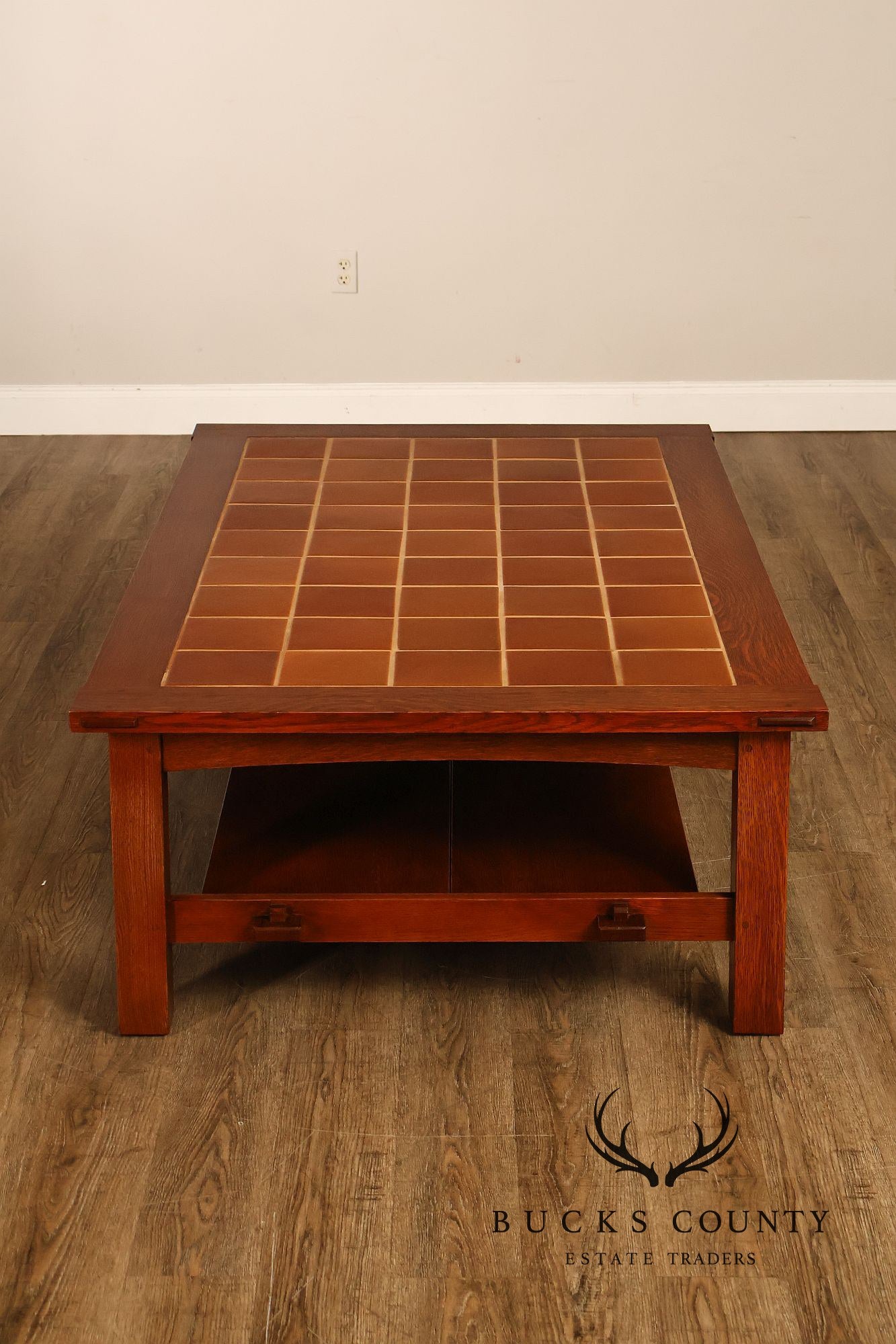 Stickley Mission Collection Oversized Oak Tile Top Coffee Table