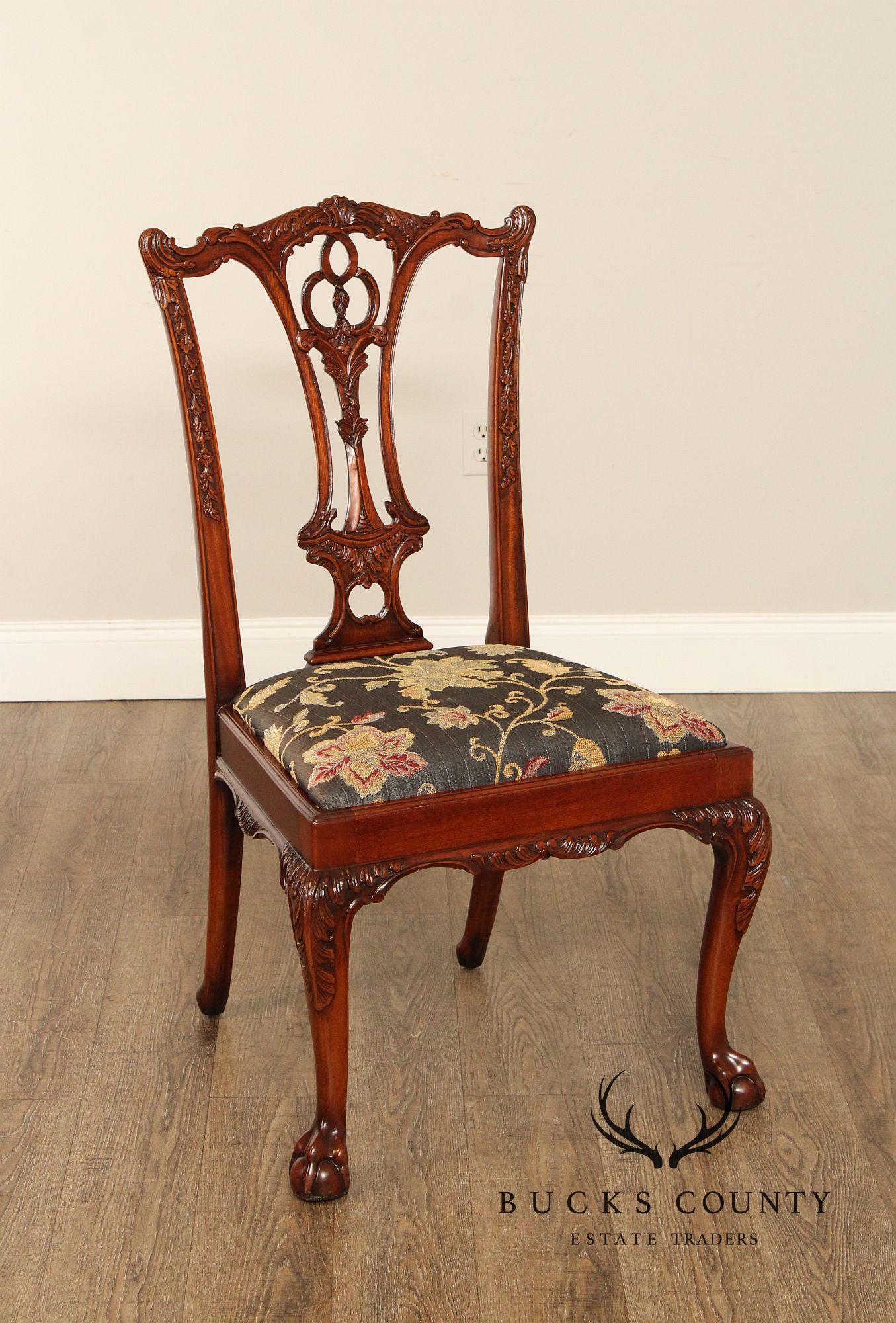 Georgian Style Set of Six Carved Mahogany Dining Chairs