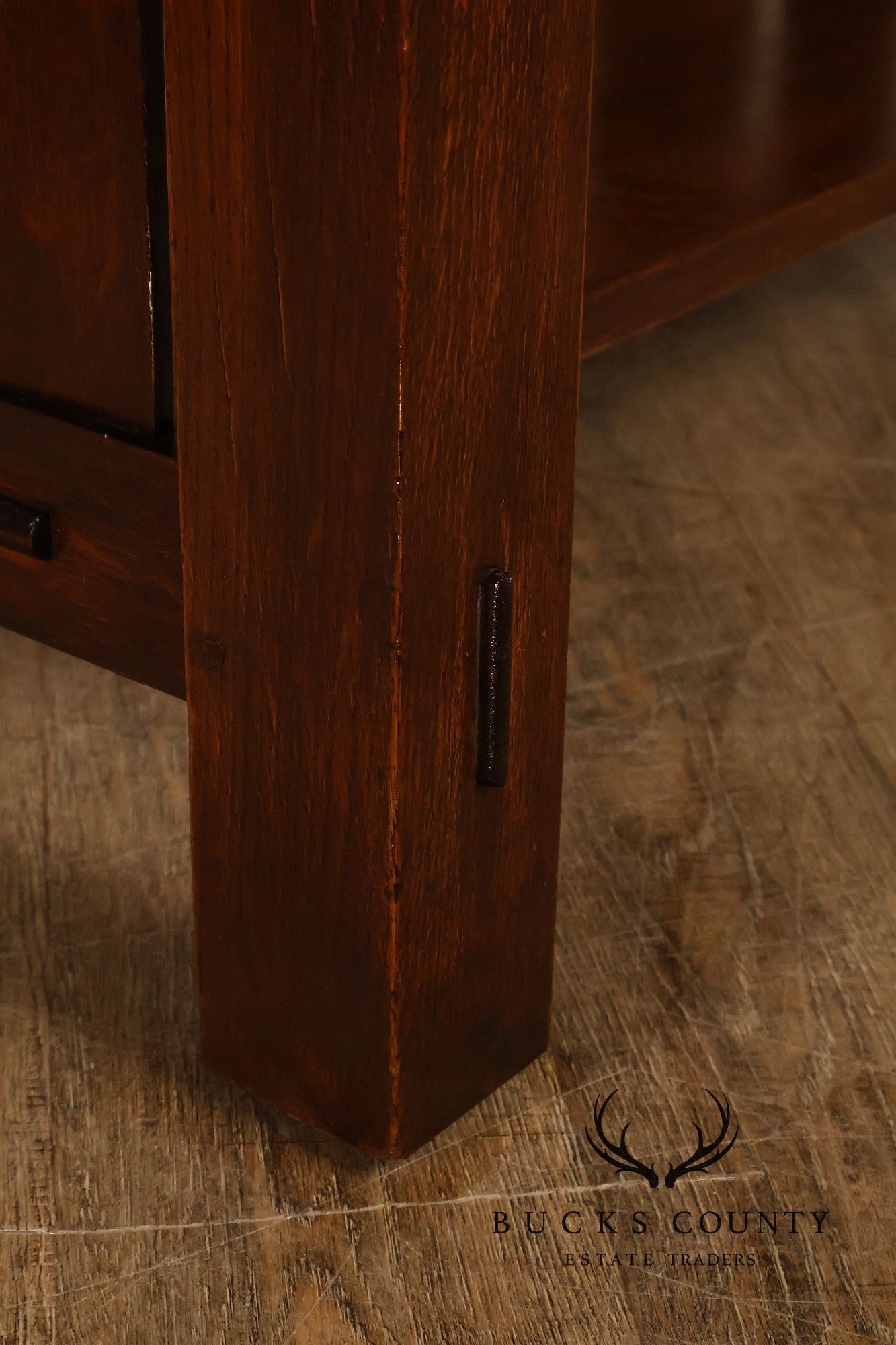 Antique Mission Oak Library Table Writing Desk With Drawers And Lower Shelf