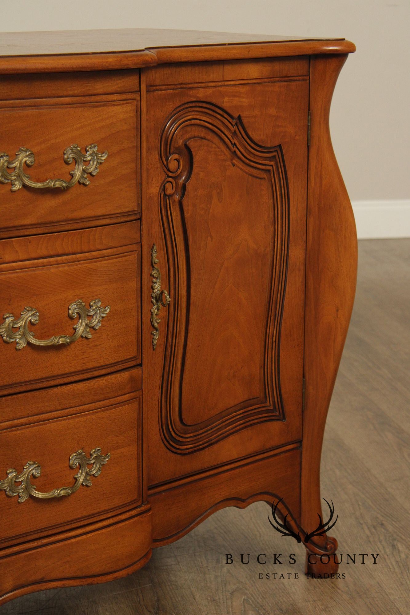 Vintage French Provincial Walnut Sideboard Buffet