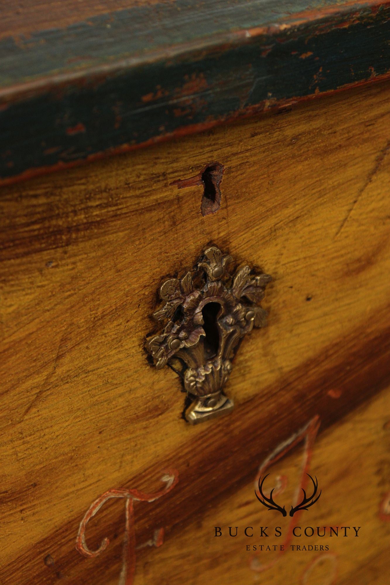 Antique Dome Top Grain Painted Pine Blanket Chest