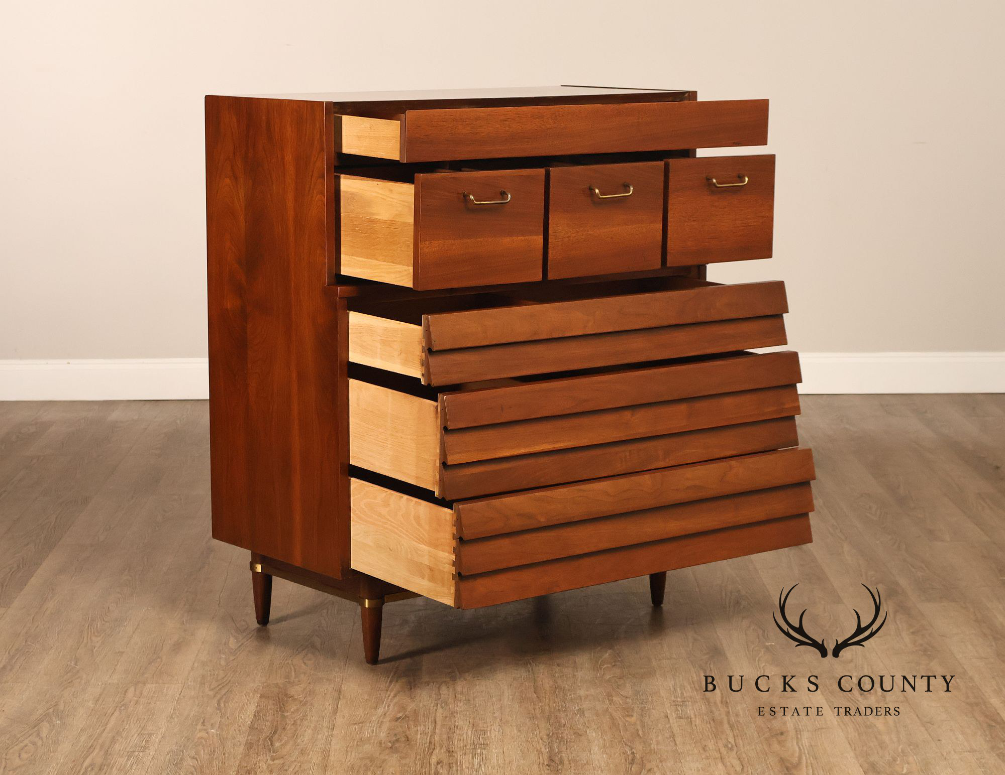 American Of Martinsville Mid Century Modern Walnut High Chest