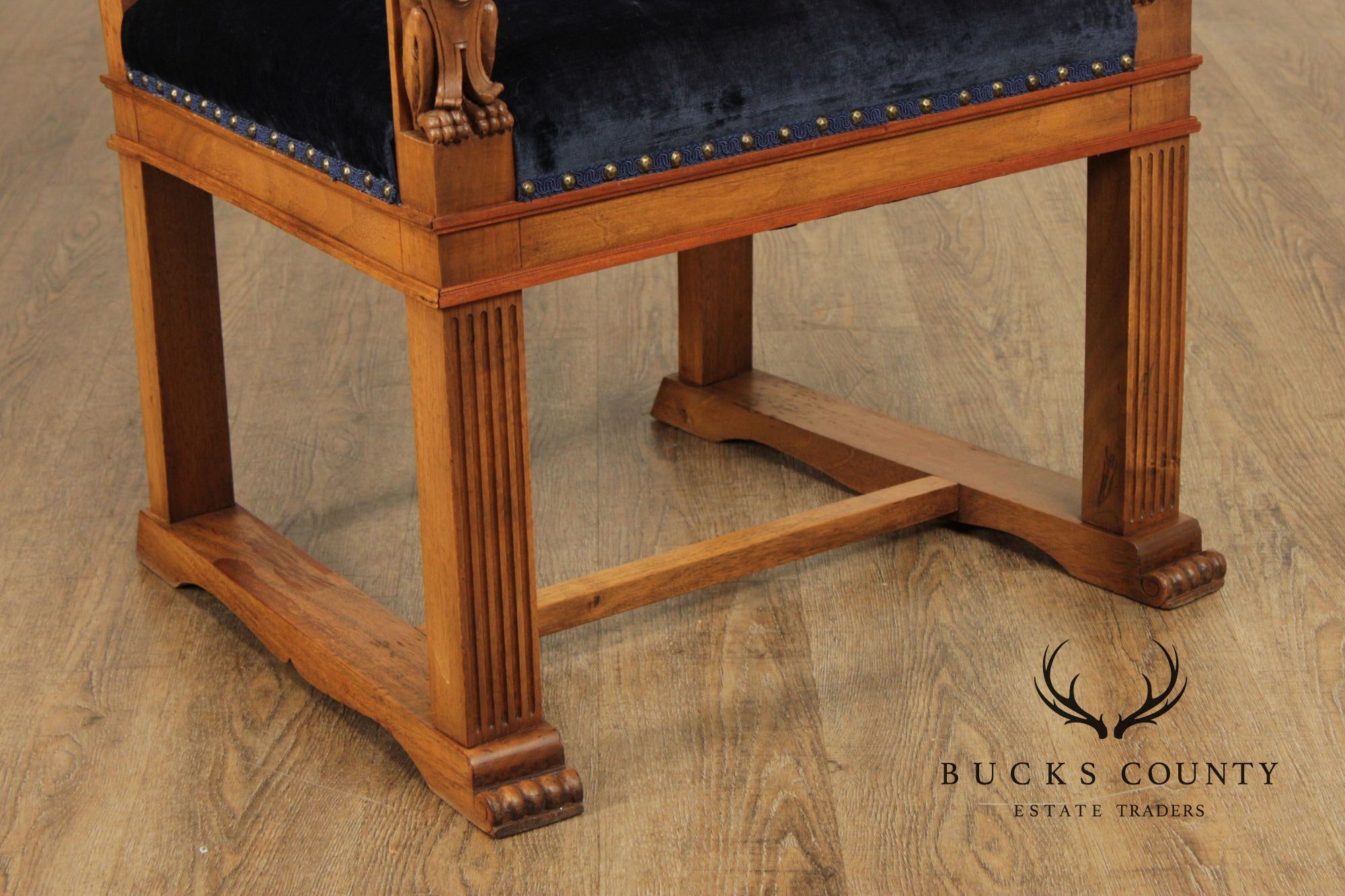 Antique Carved Walnut Renaissance Revival Style Throne Armchair